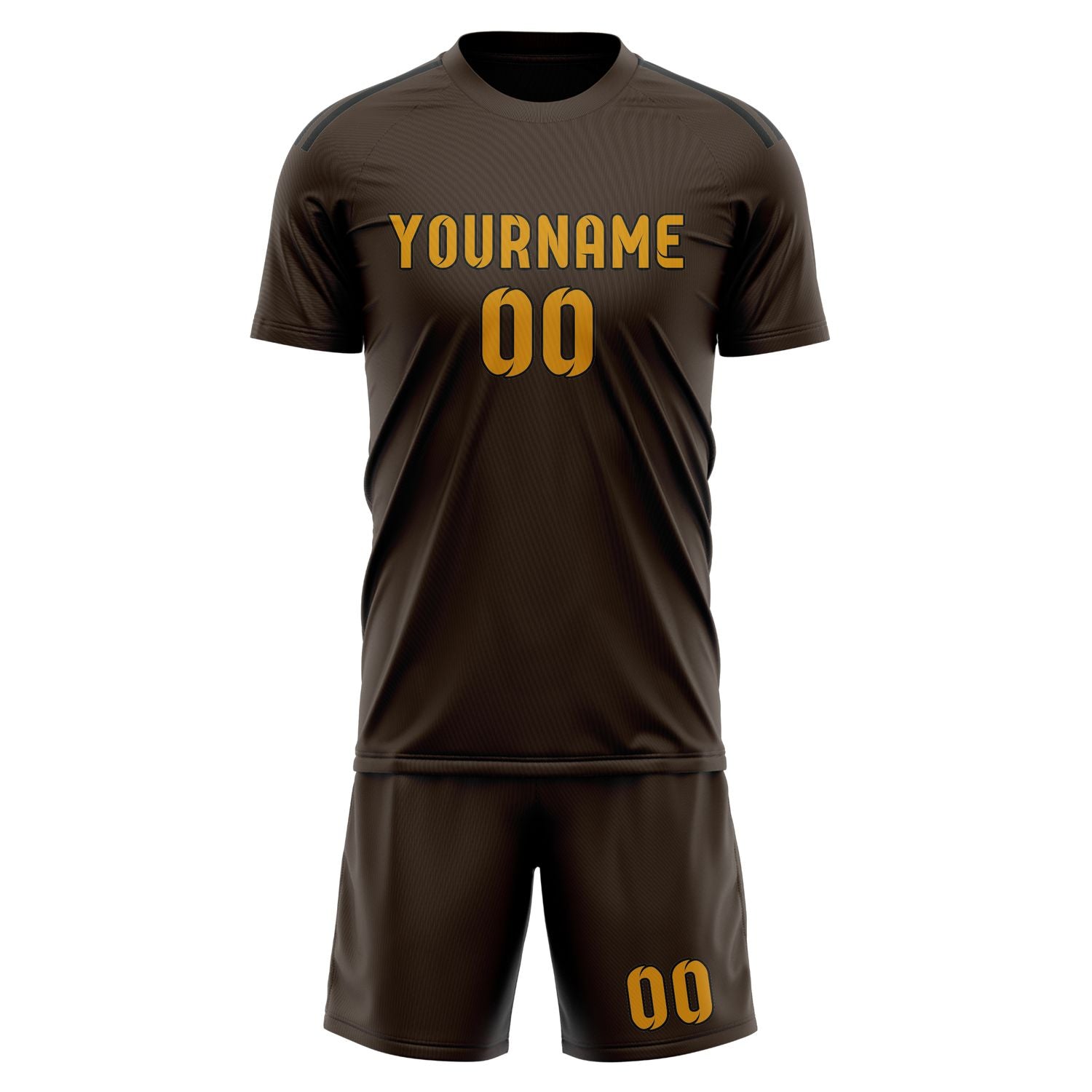 Maßgeschneidertes Professionelles Braun Gelb Fußballtrikot-Set