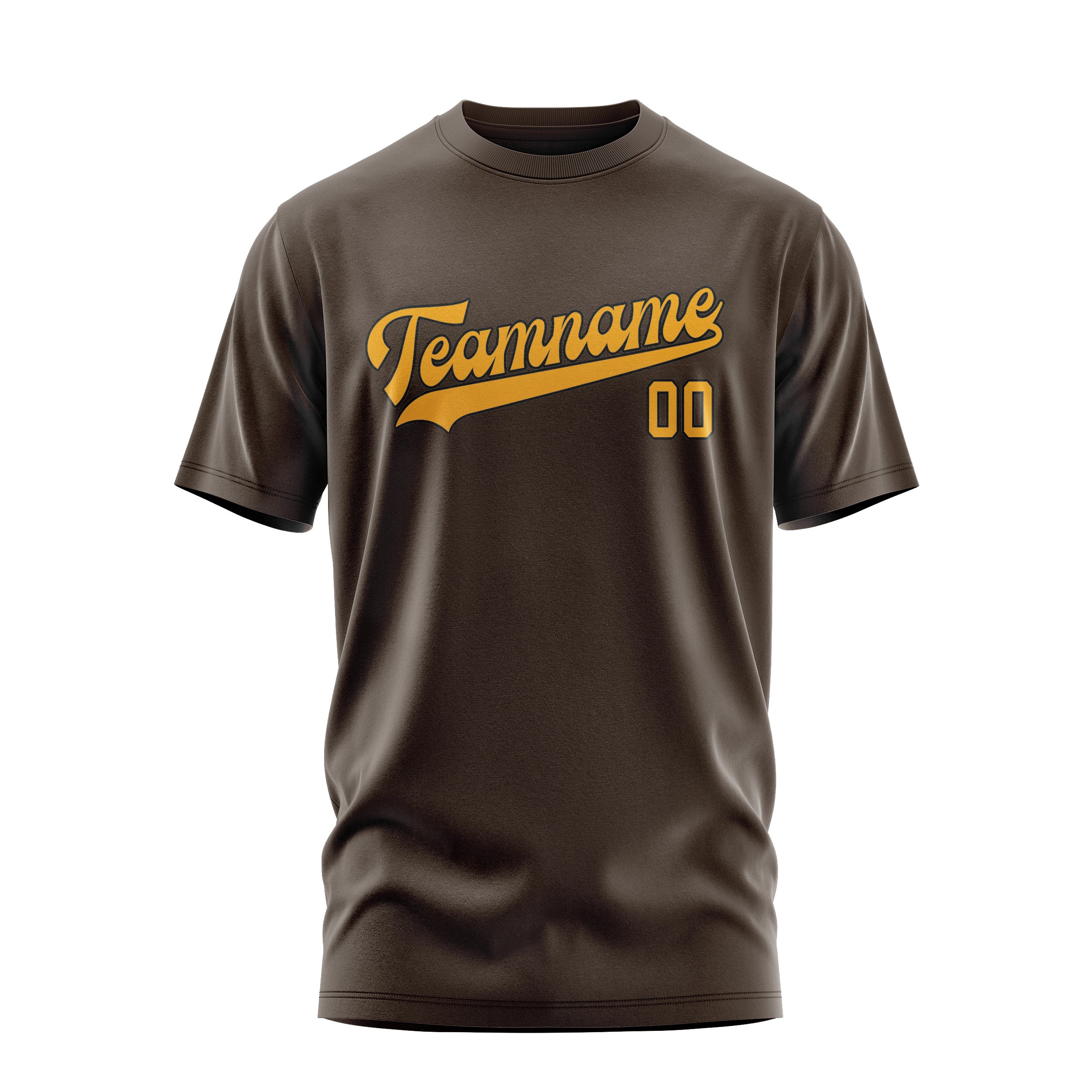 Maßgeschneidertes Braun Gelb T-Shirt