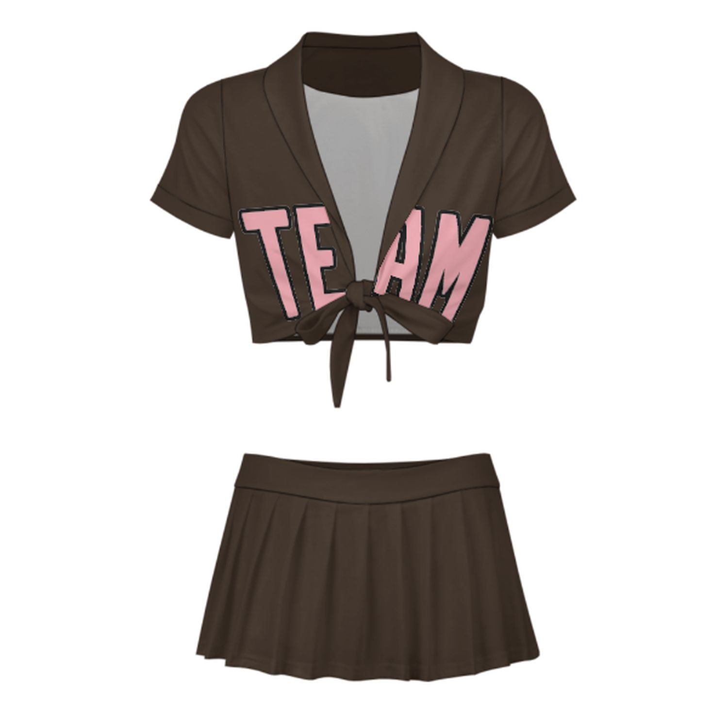 Maßgeschneidertes Braun Rosa Cheerleader Outfit Set