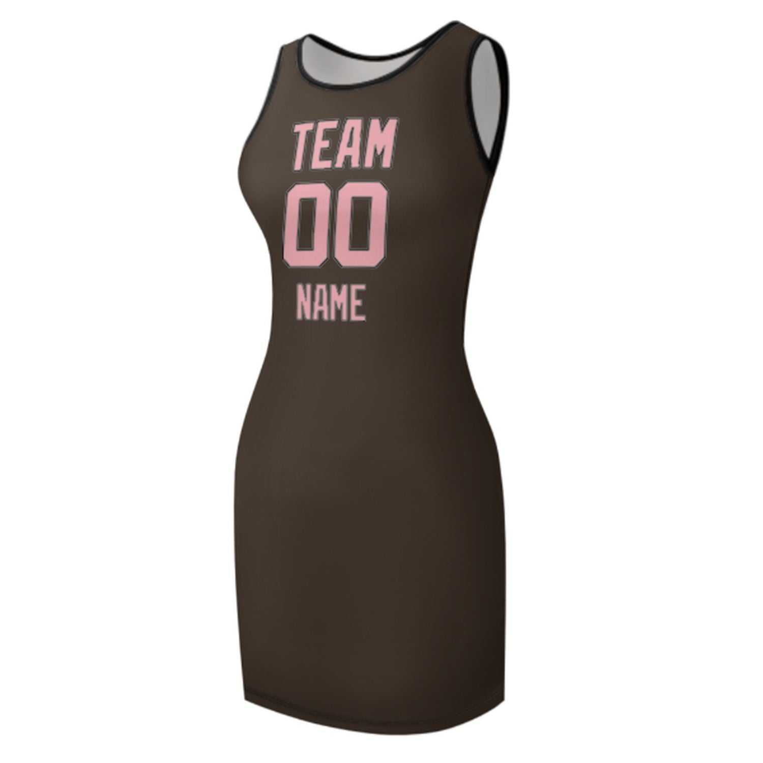 Maßgeschneidertes Braun Rosa Ärmelloses Trägerkleid