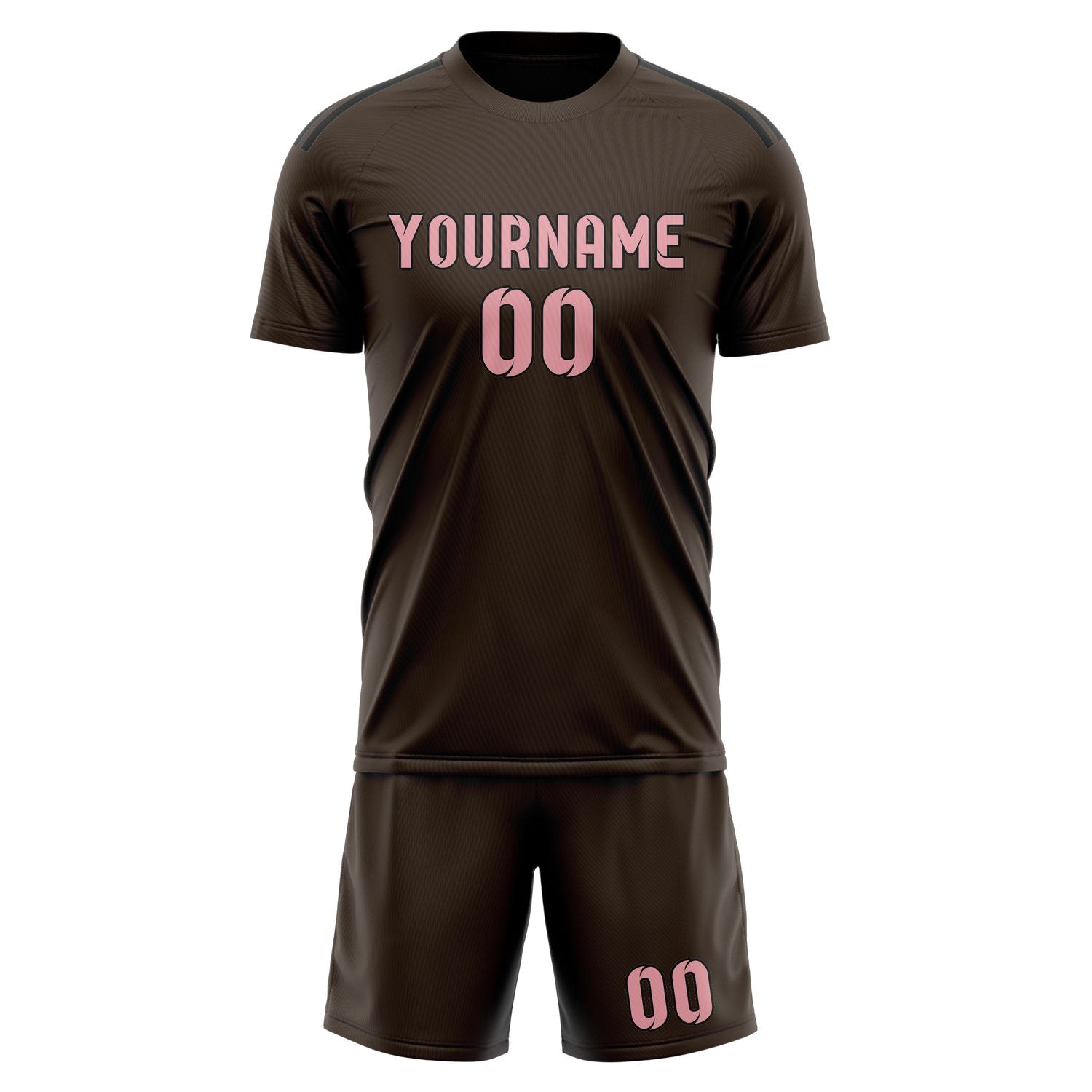 Maßgeschneidertes Professionelles Braun Rosa Fußballtrikot-Set