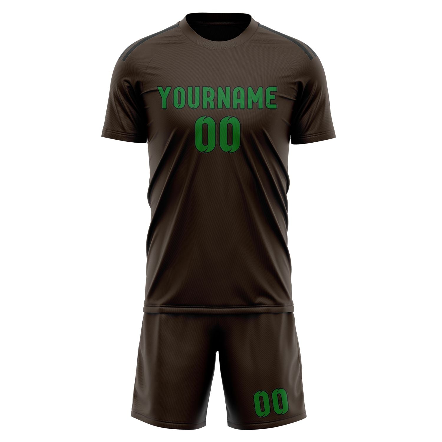 Maßgeschneidertes Professionelles Braun Smaragdgrün Fußballtrikot-Set