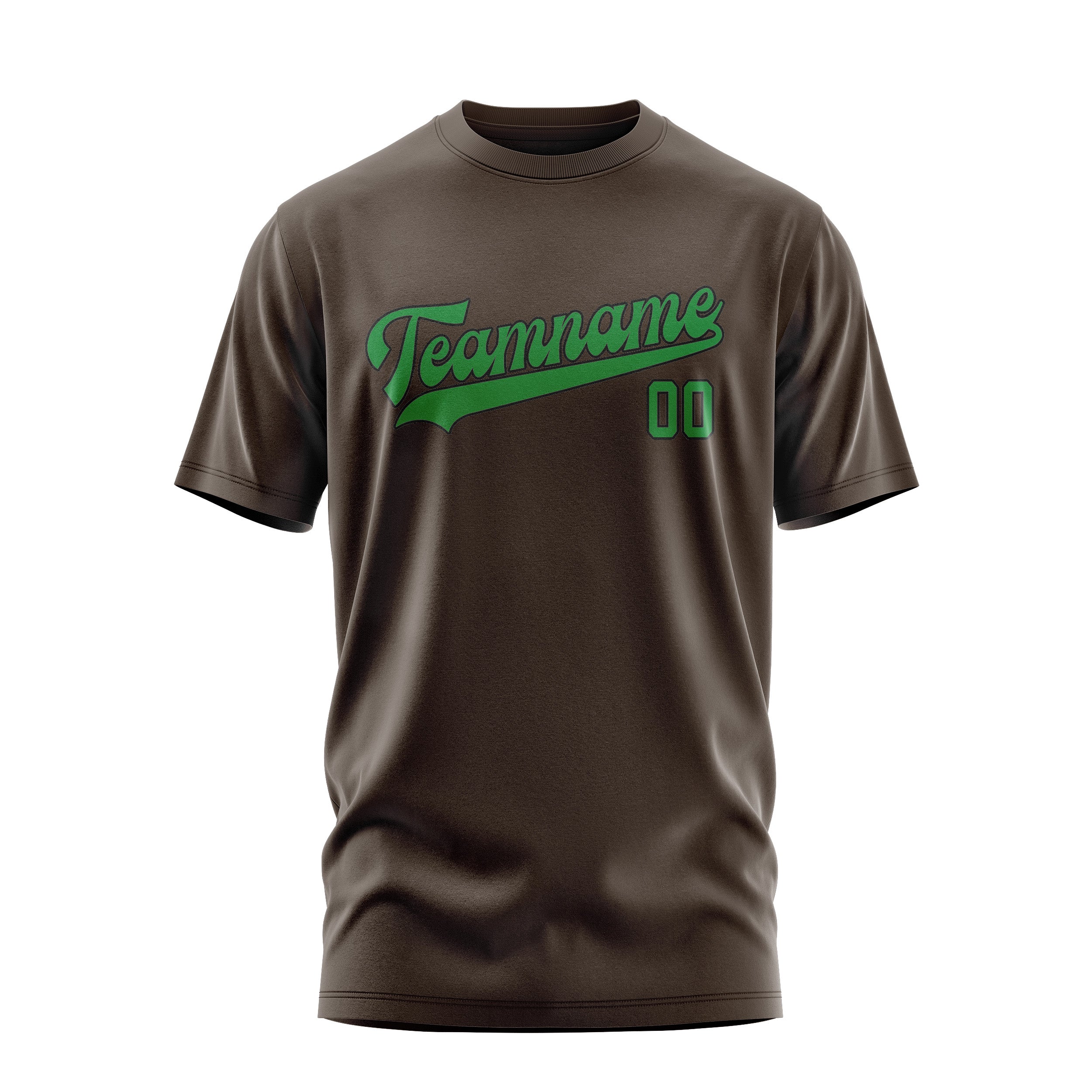 Maßgeschneidertes Braun Smaragdgrün T-Shirt