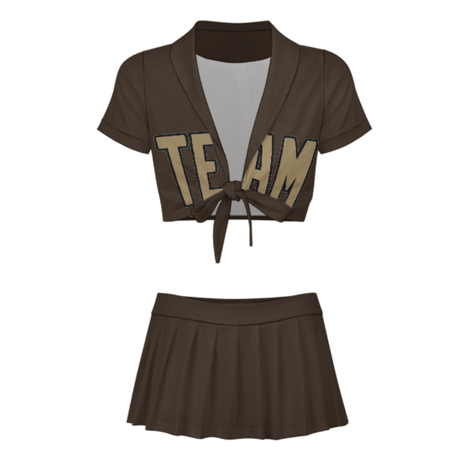 Maßgeschneidertes Braun Hellkhaki Cheerleader Outfit Set