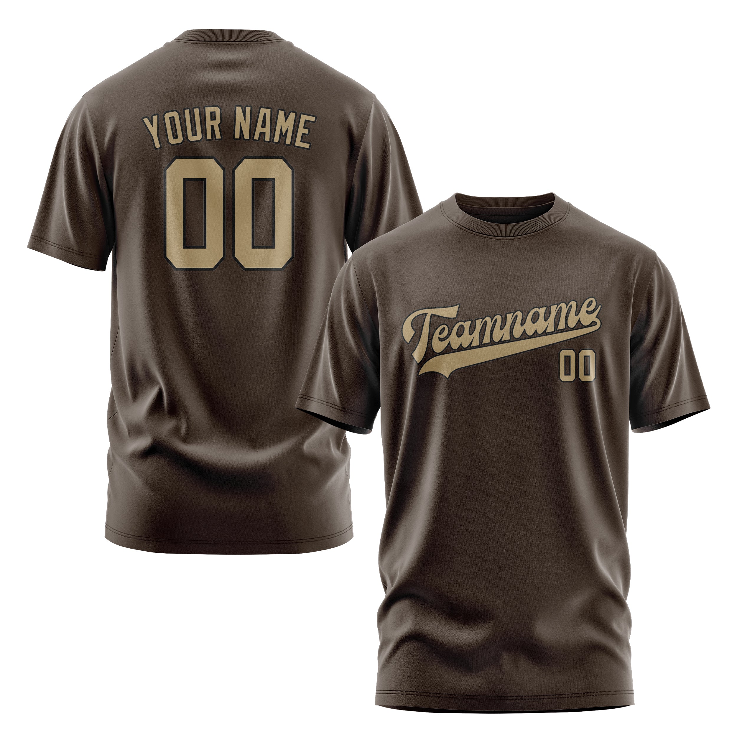 Maßgeschneidertes Braun Hellkhaki T-Shirt