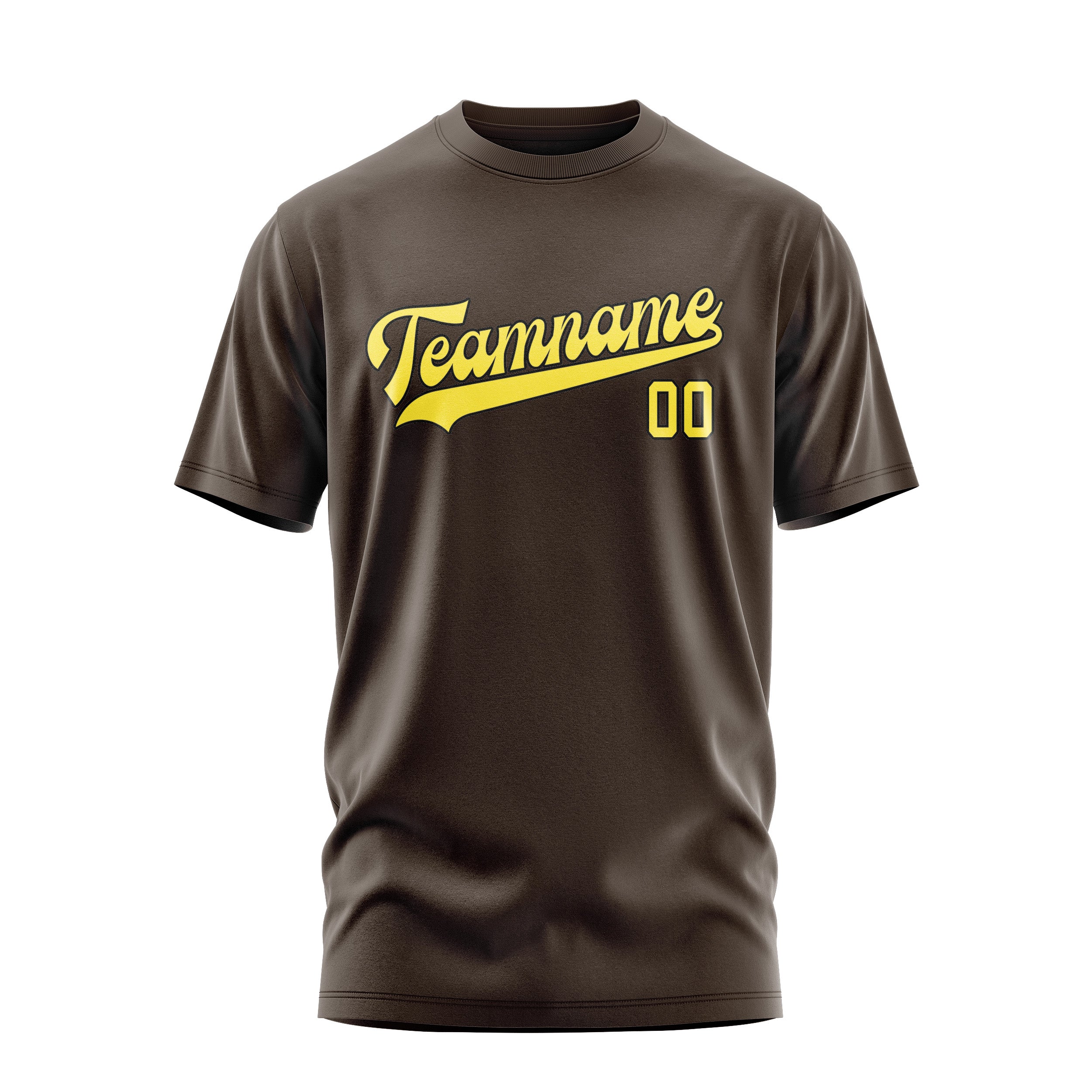 Maßgeschneidertes Braun Blassgelb T-Shirt