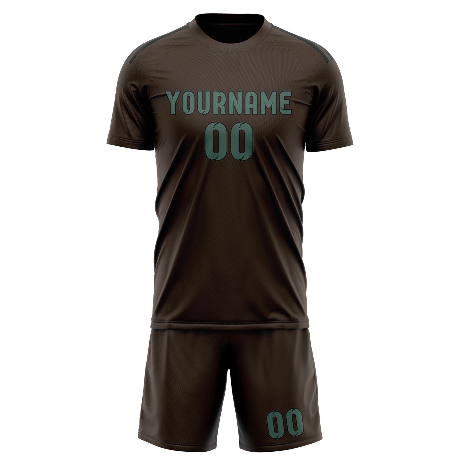 Maßgeschneidertes Professionelles Braun Blaugrün Fußballtrikot-Set