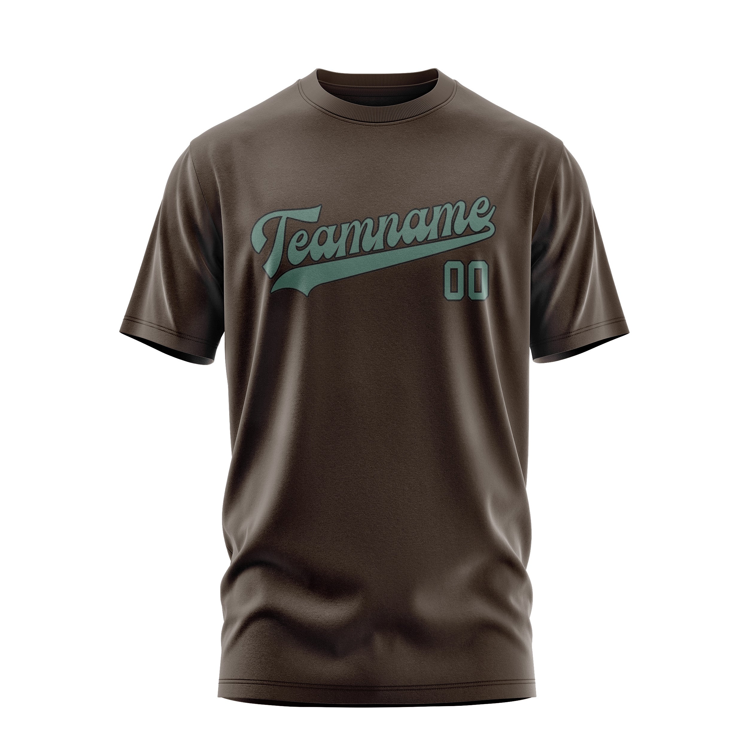 Maßgeschneidertes Braun Blaugrün T-Shirt
