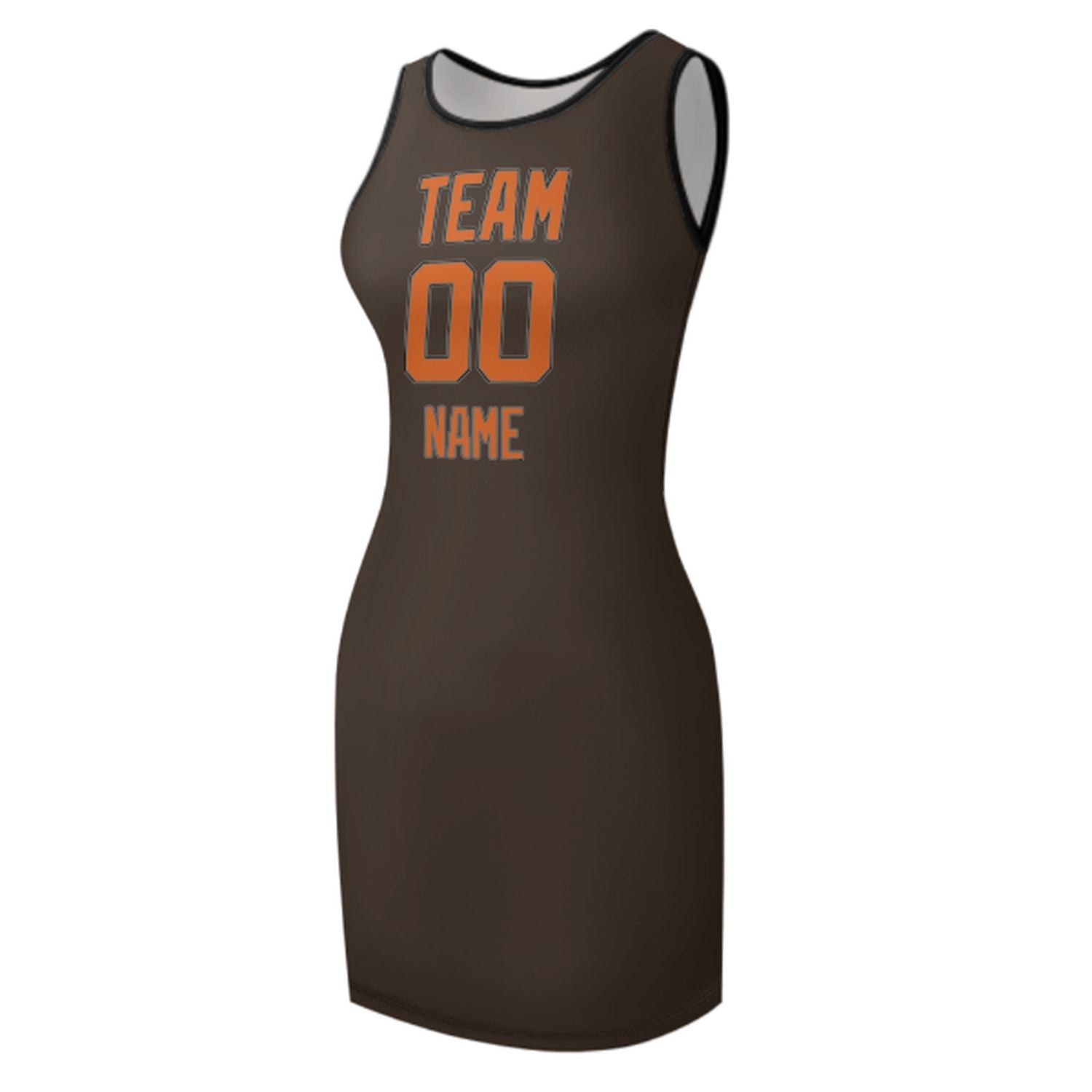 Maßgeschneidertes Braun Orange Ärmelloses Trägerkleid