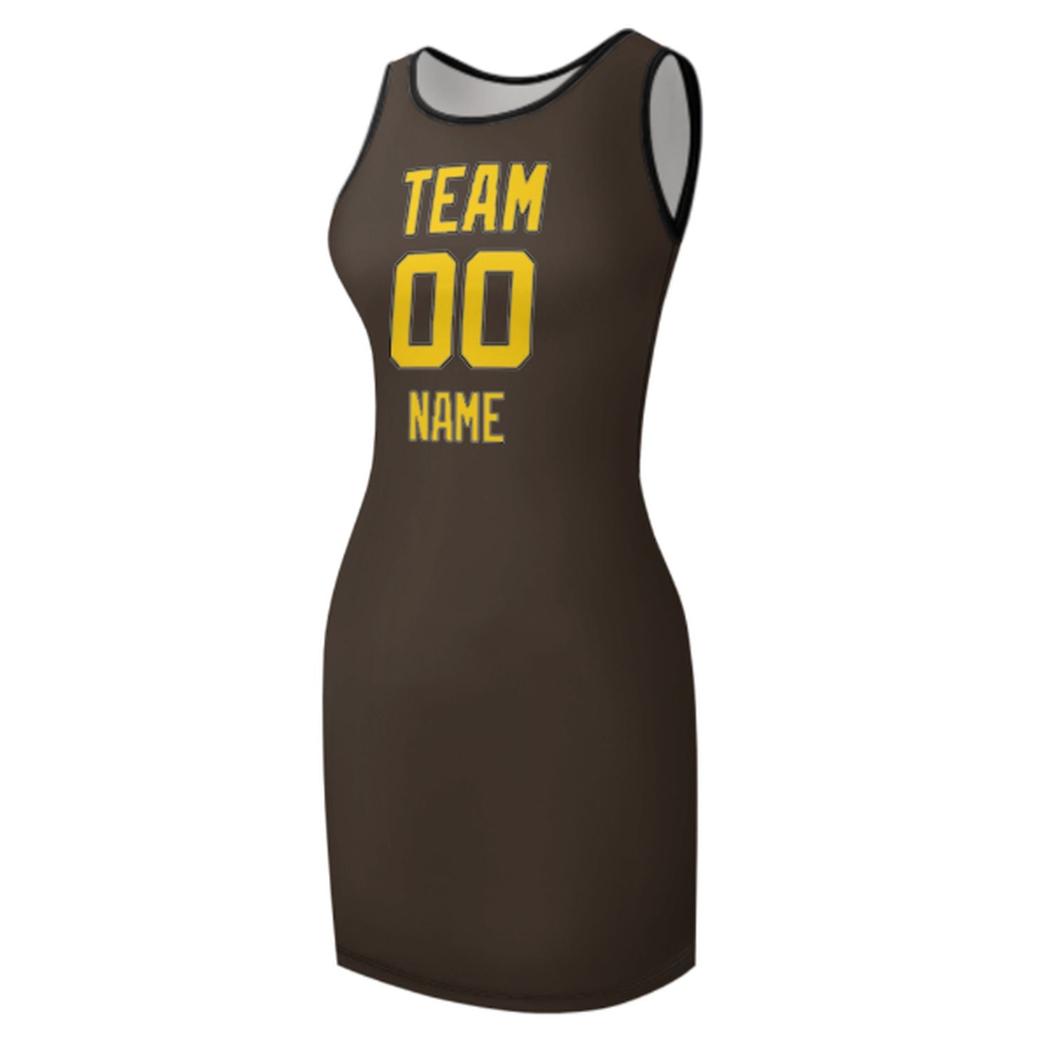 Maßgeschneidertes Braun Gold Ärmelloses Trägerkleid