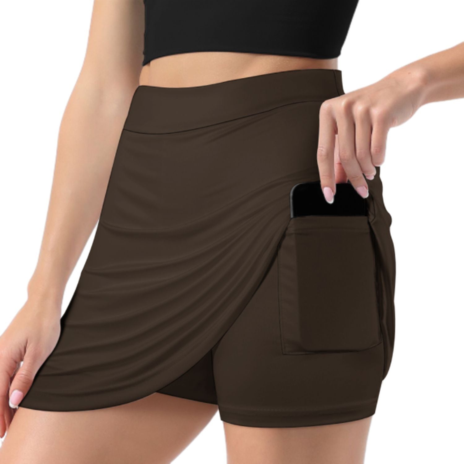 Maßgeschneidertes Braun Weiß A-Linien Skort