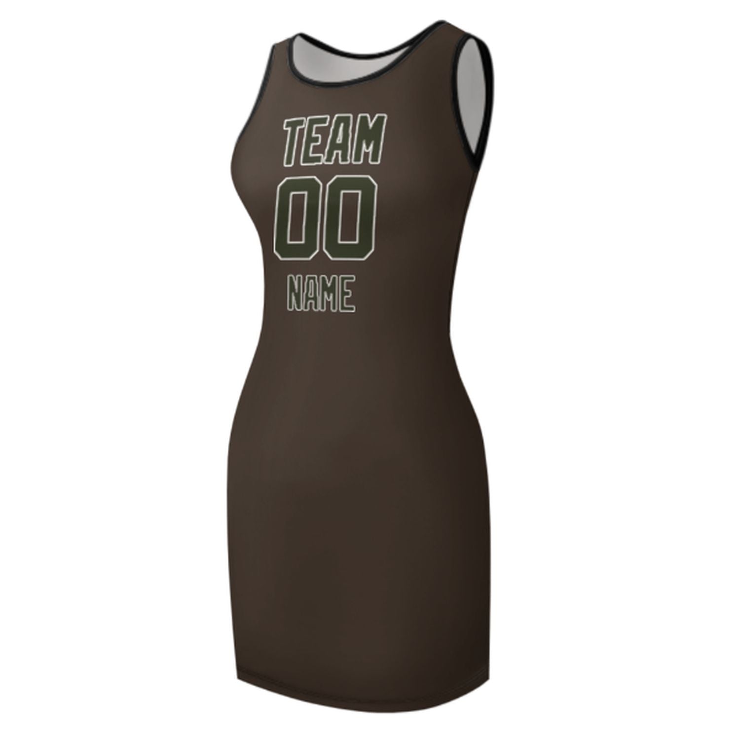 Maßgeschneidertes Braun Dunkles Oliv Ärmelloses Trägerkleid
