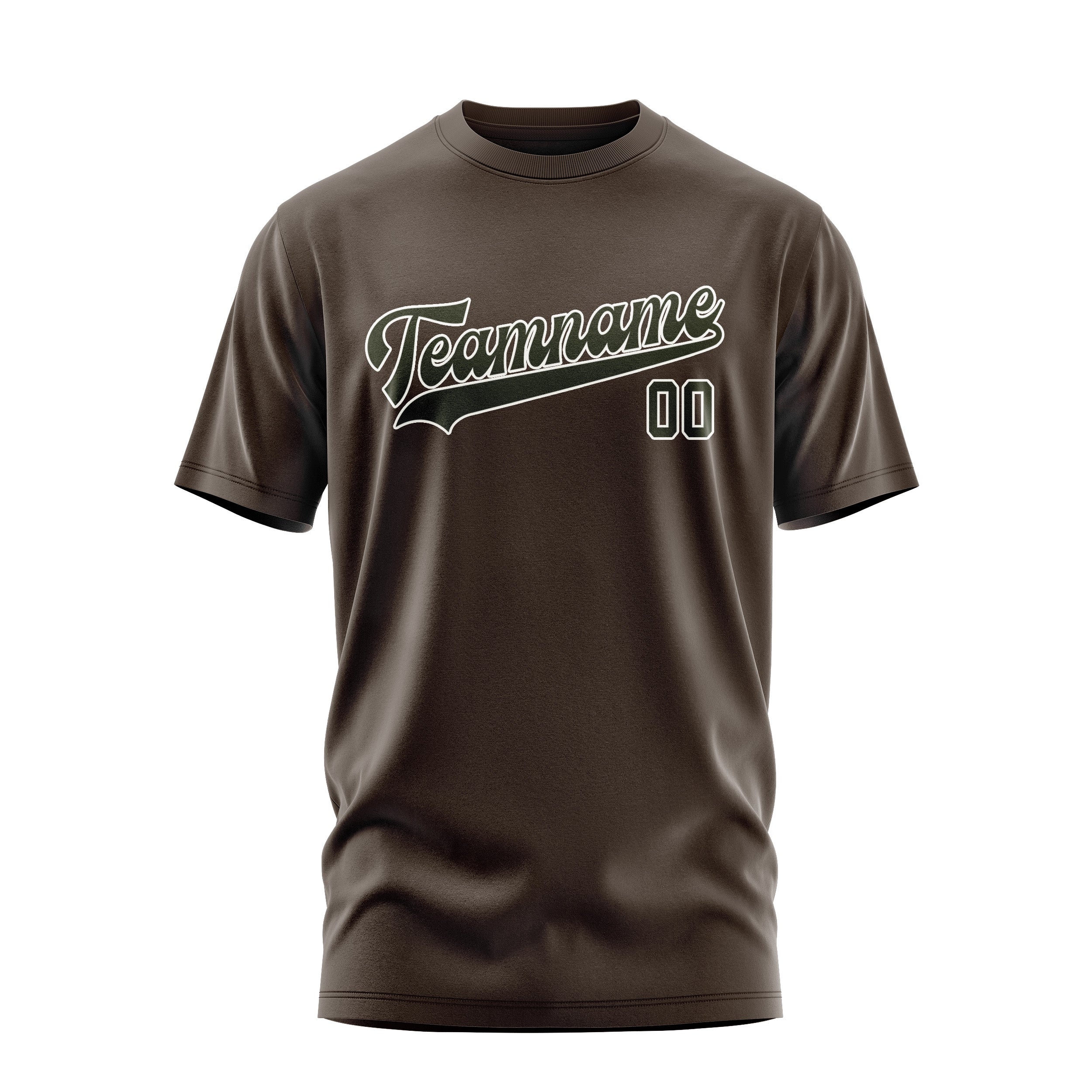 Maßgeschneidertes Braun Dunkles Oliv T-Shirt
