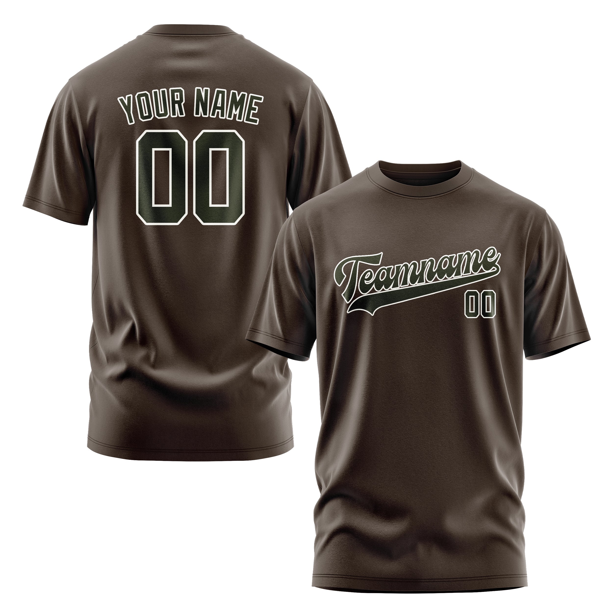 Maßgeschneidertes Braun Dunkles Oliv T-Shirt