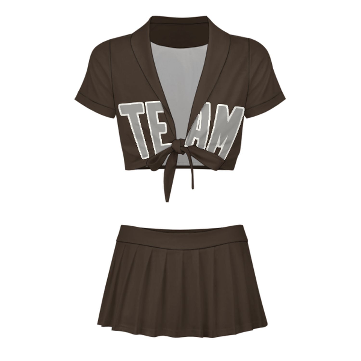 Maßgeschneidertes Braun Grau Cheerleader Outfit Set