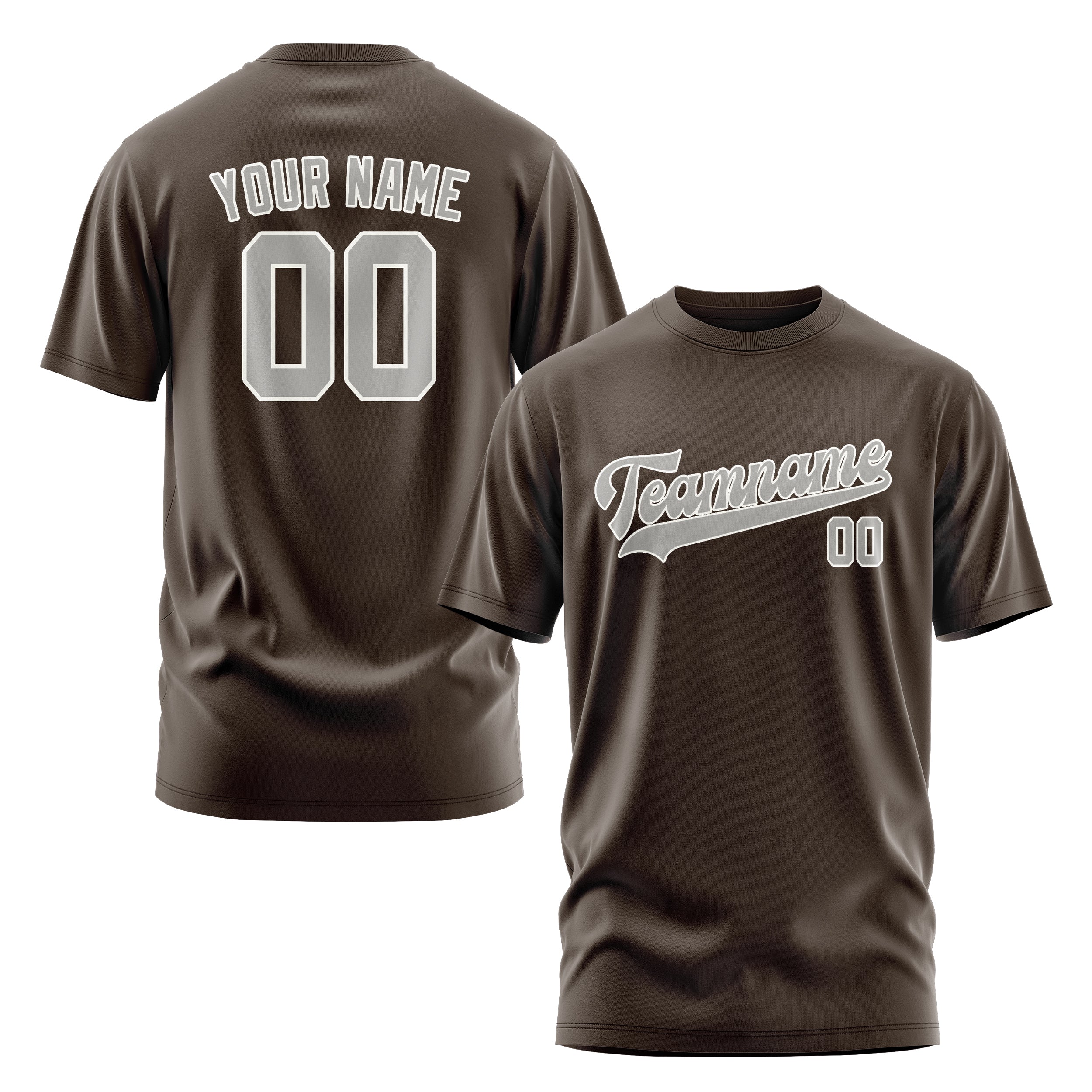 Maßgeschneidertes Braun Grau T-Shirt