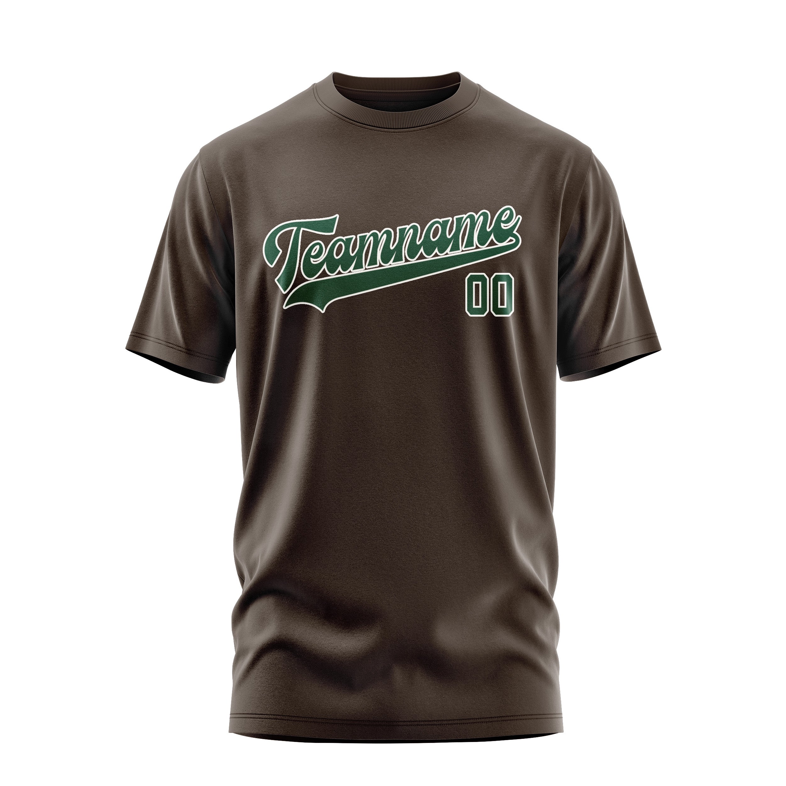 Maßgeschneidertes Braun Moosgrün T-Shirt