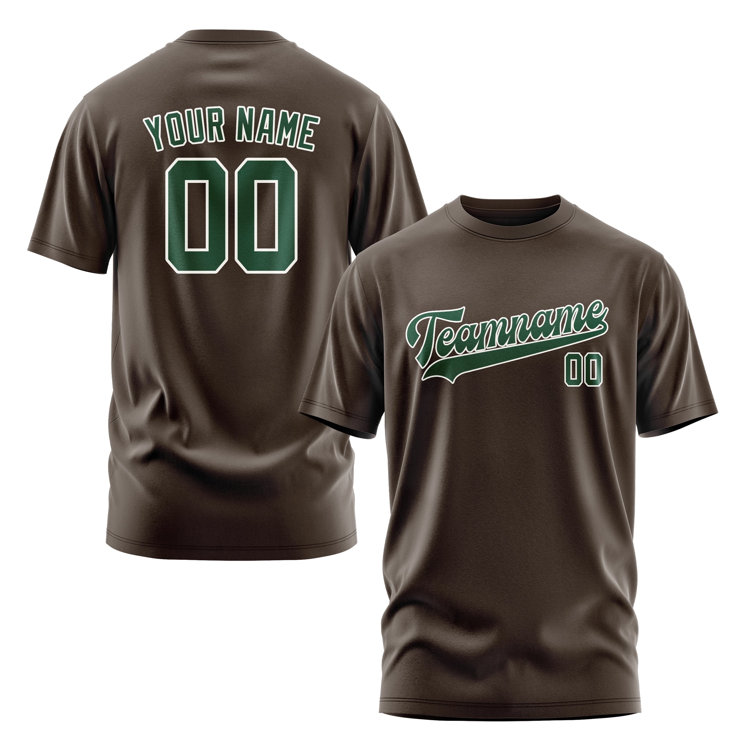 Maßgeschneidertes Braun Moosgrün T-Shirt