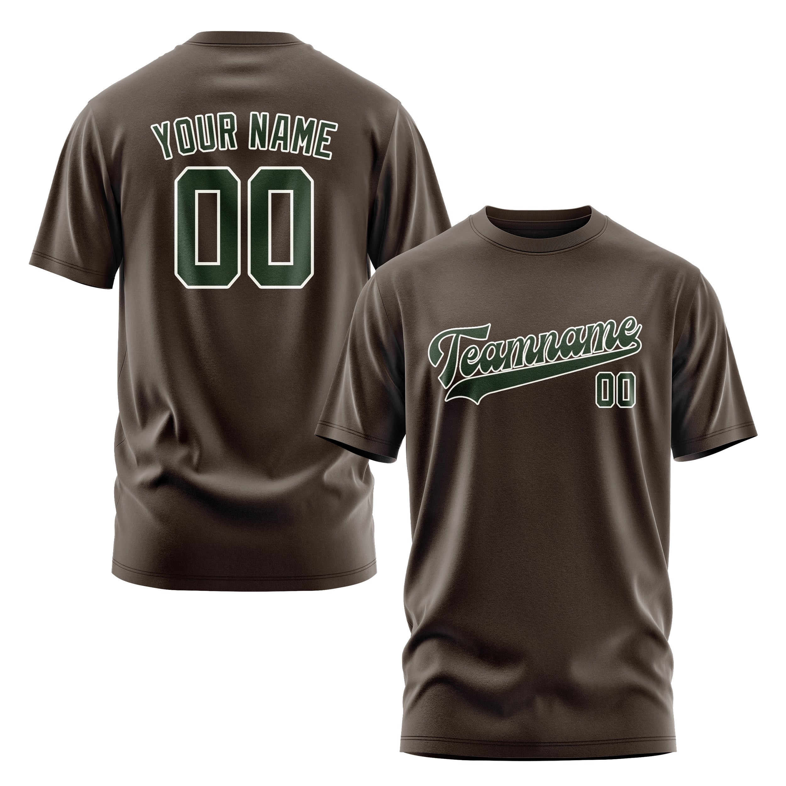 Maßgeschneidertes Braun Tannengrün T-Shirt