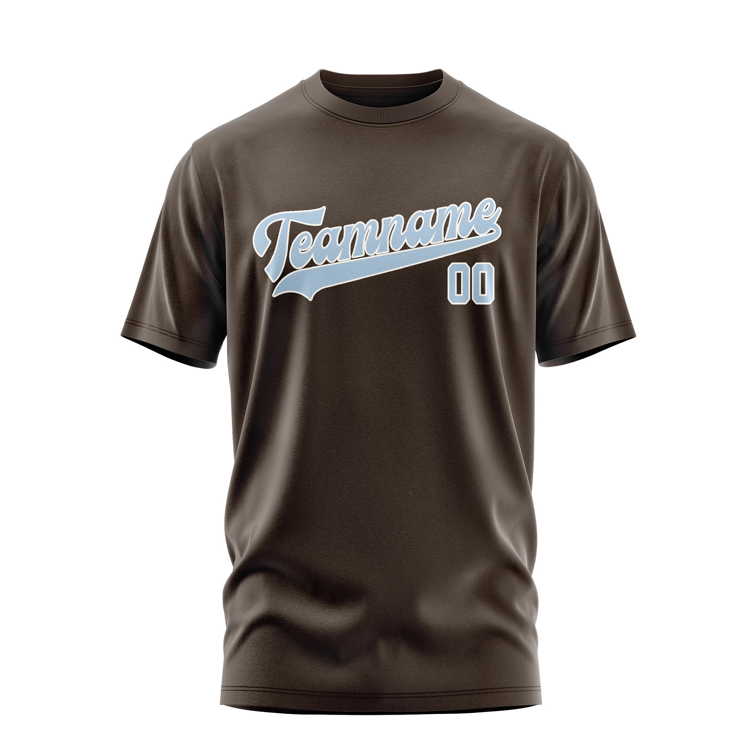 Maßgeschneidertes Braun Hellblau T-Shirt
