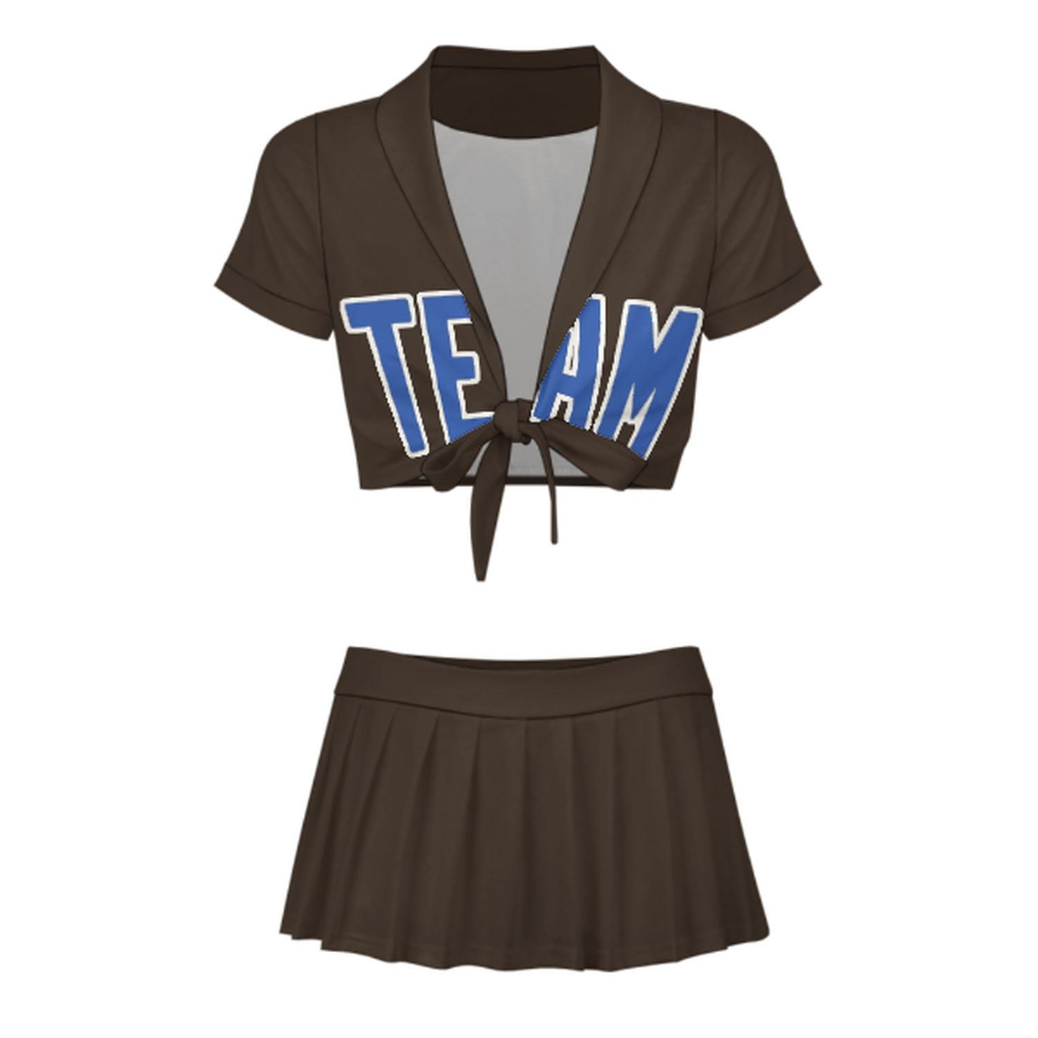Maßgeschneidertes Braun Himmelblau Cheerleader Outfit Set