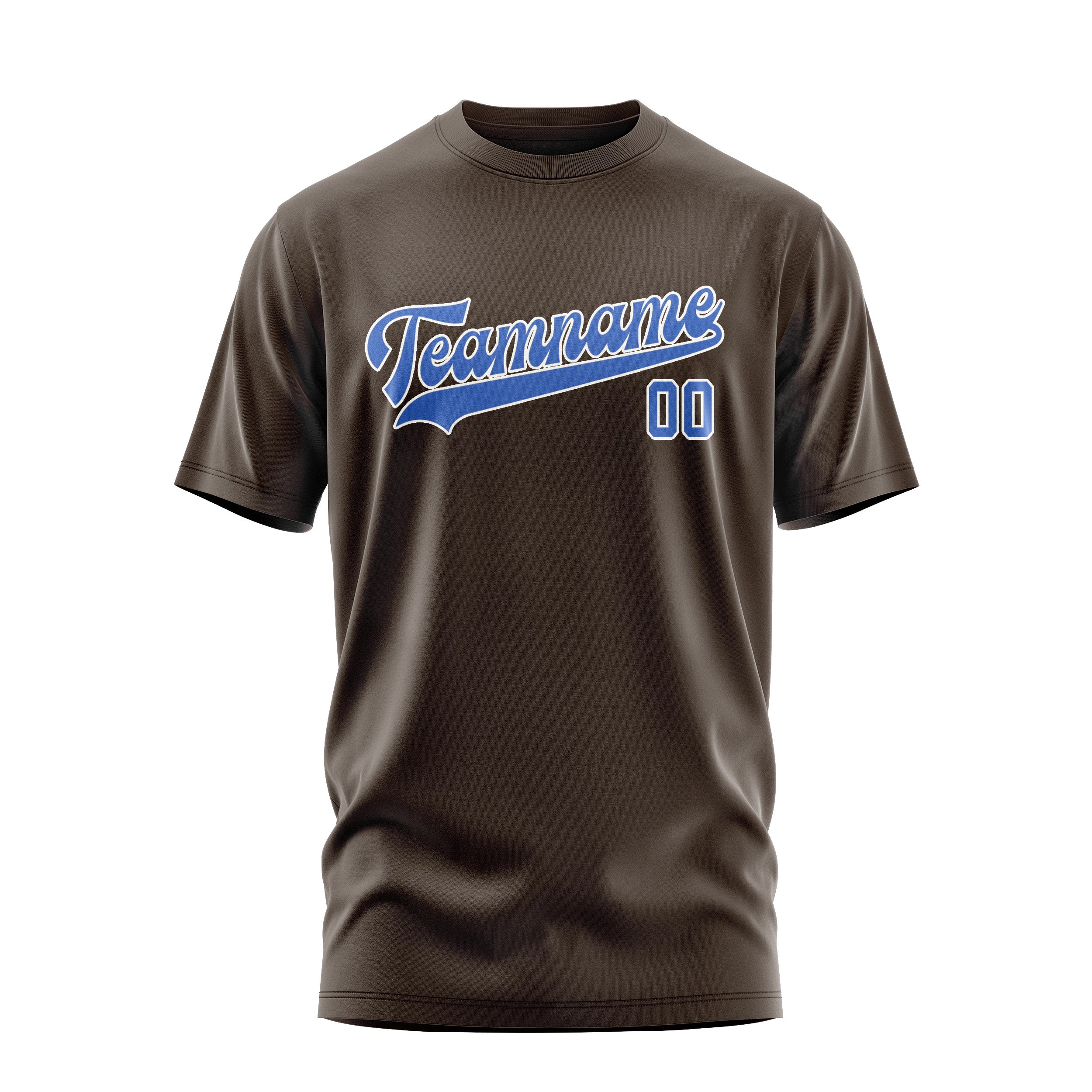 Maßgeschneidertes Braun Himmelblau T-Shirt