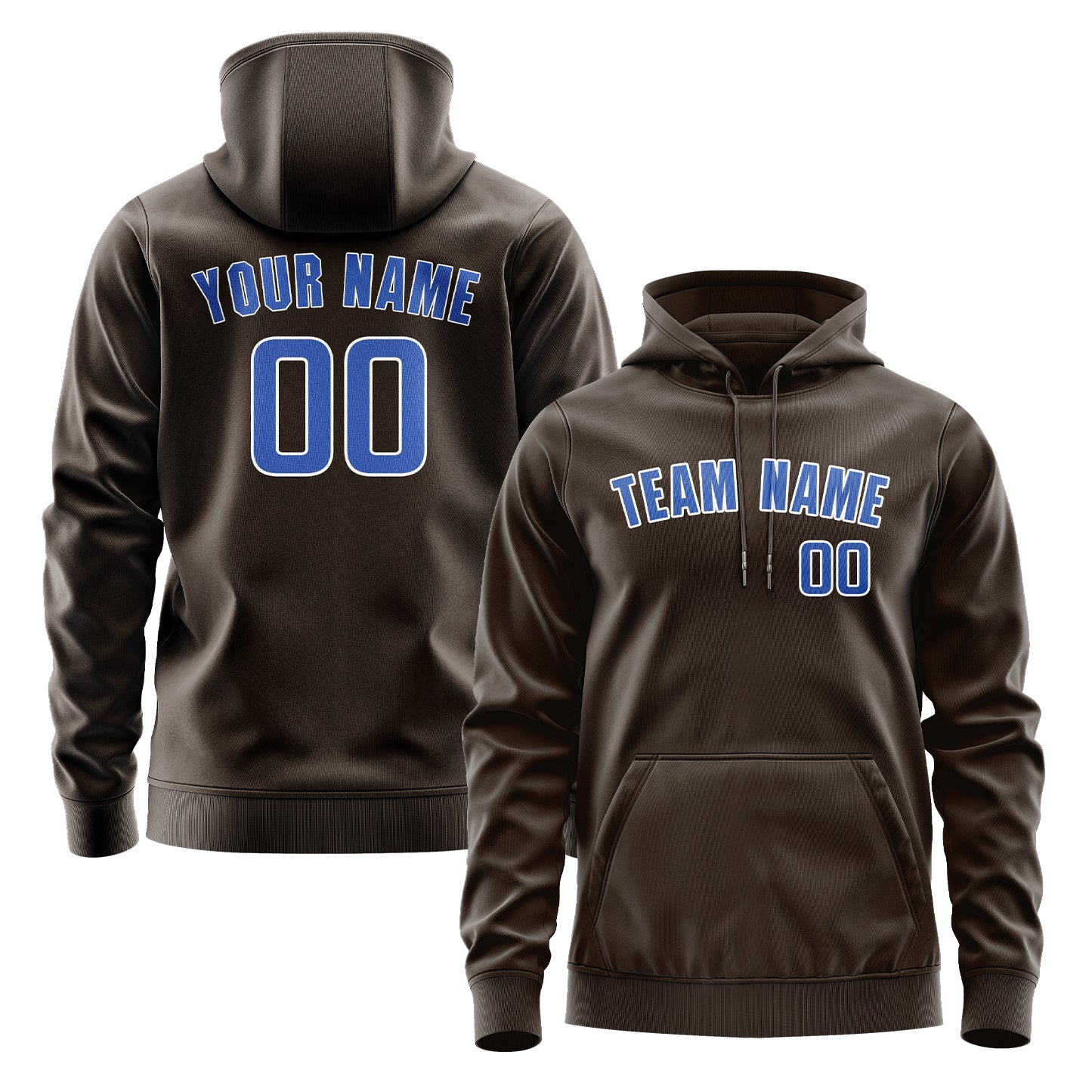 Maßgeschneidertes Braun Himmelblau Hoodie