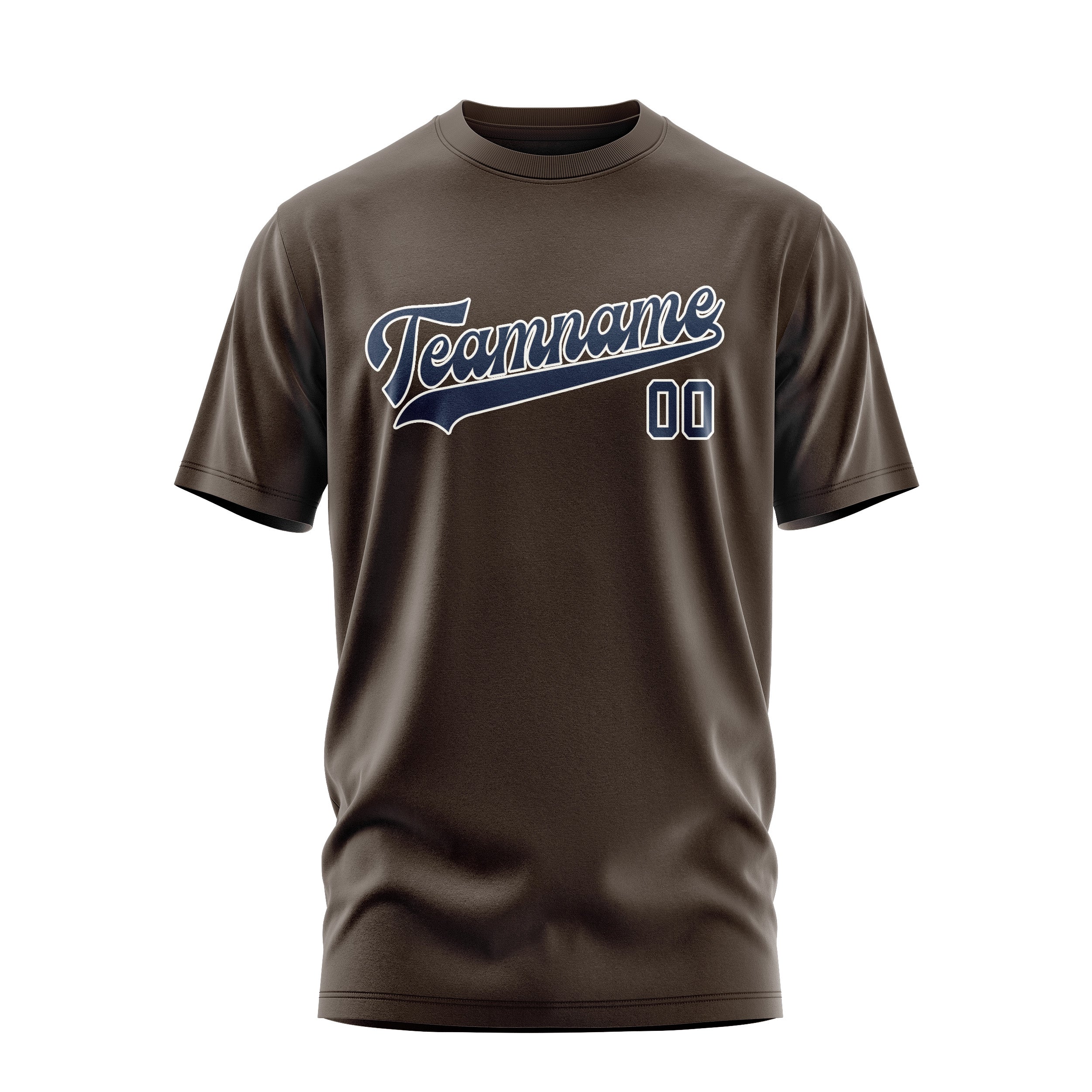 Maßgeschneidertes Braun Marineblau T-Shirt