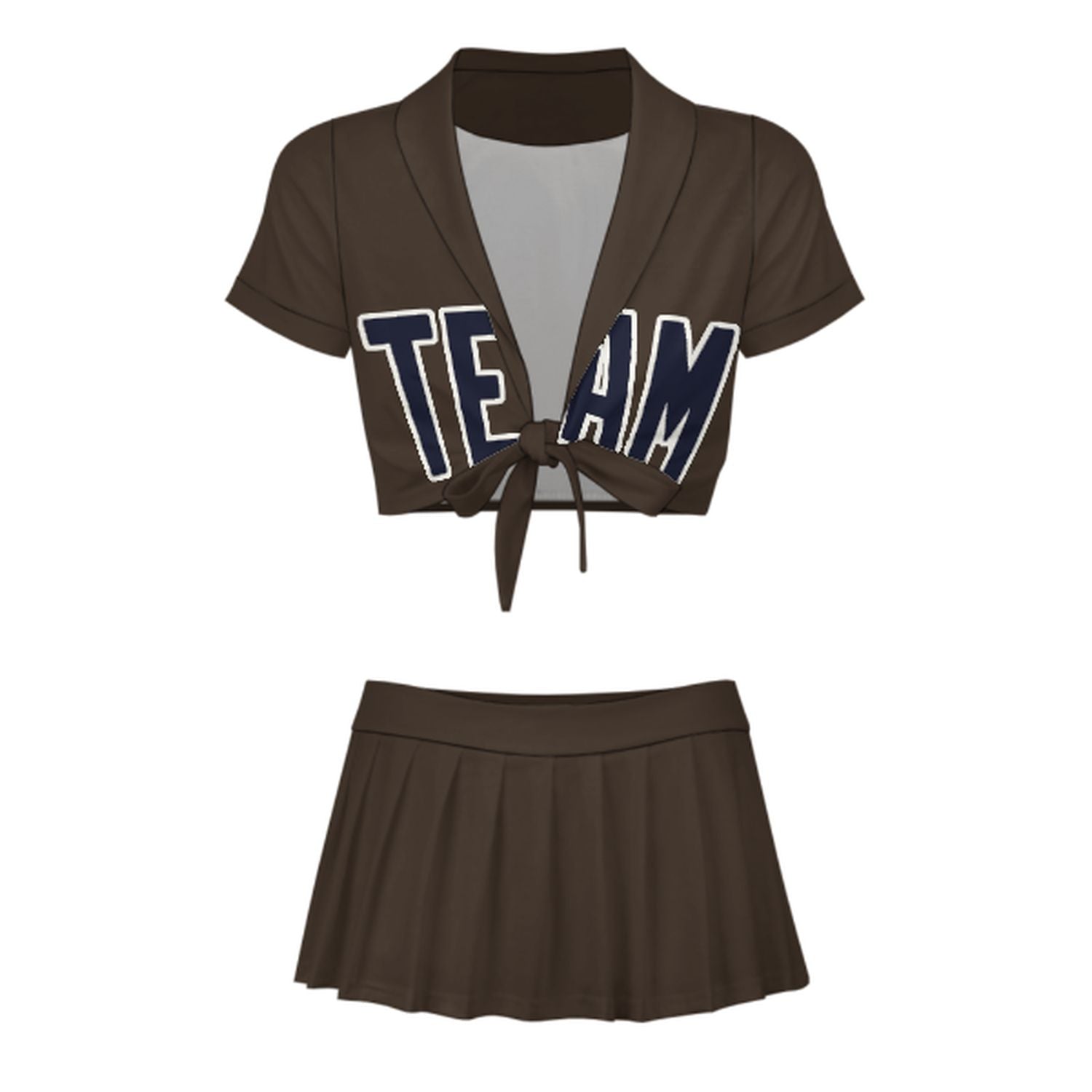 Maßgeschneidertes Braun Stahlblau Cheerleader Outfit Set