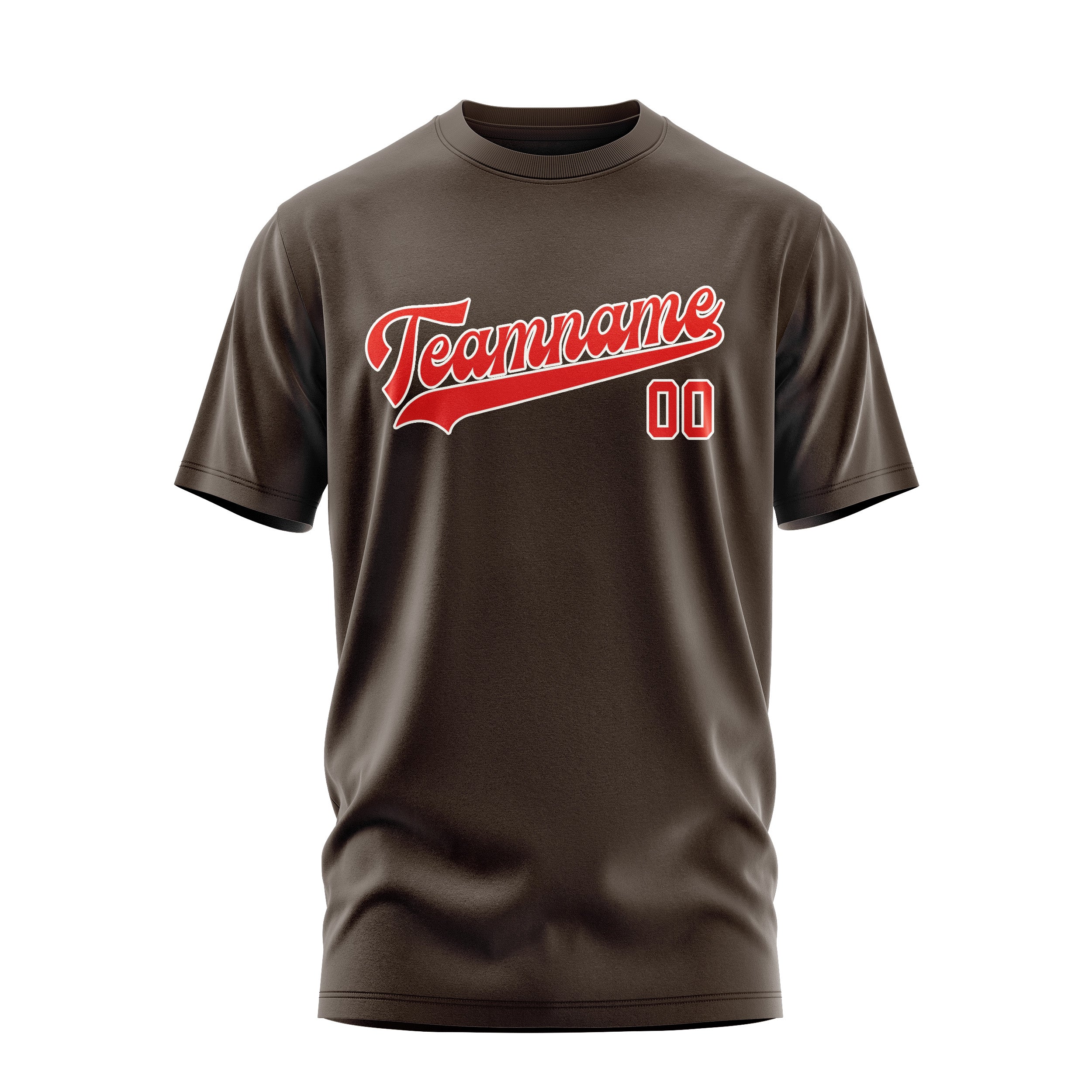 Maßgeschneidertes Braun Orangerot T-Shirt