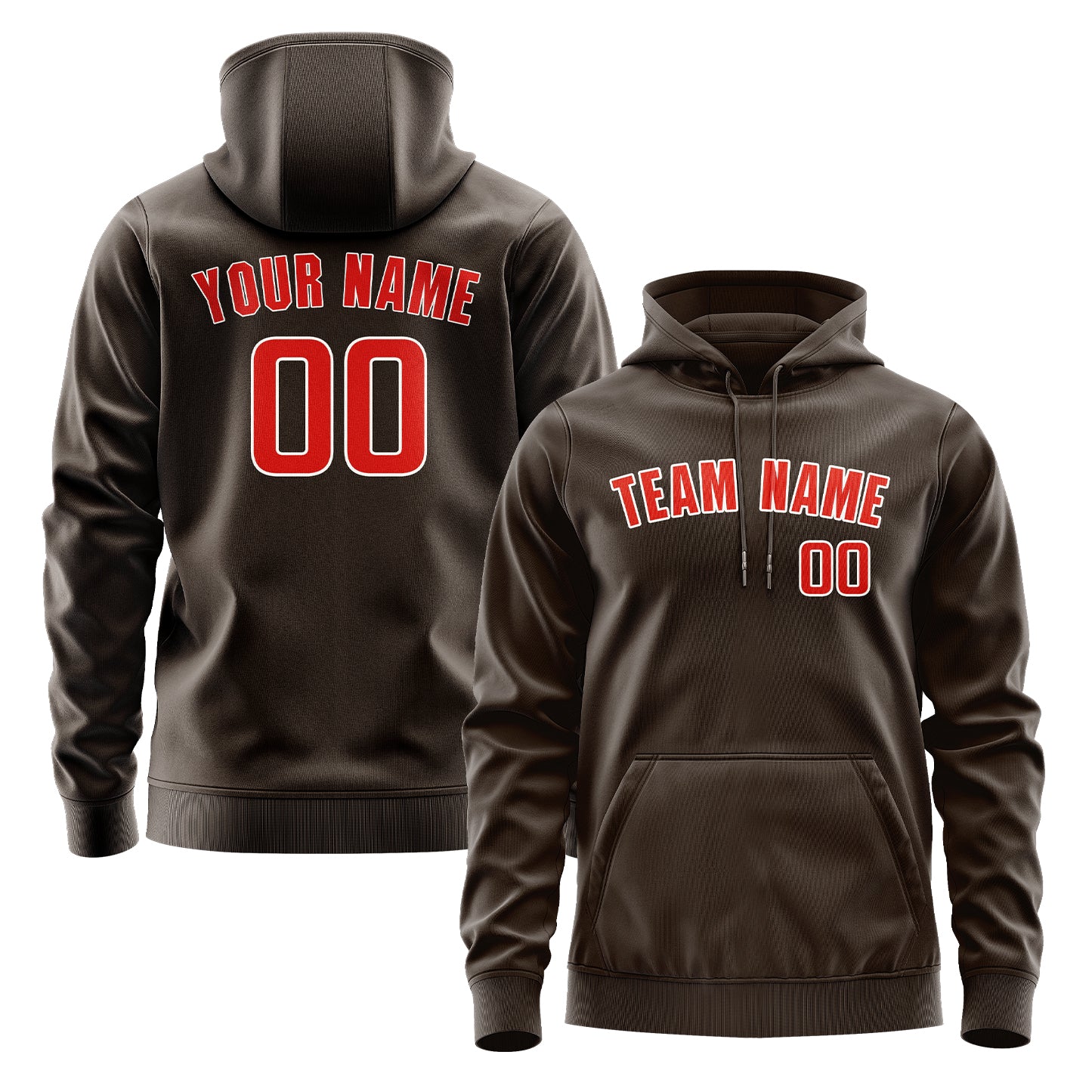 Maßgeschneidertes Braun Orangerot Hoodie