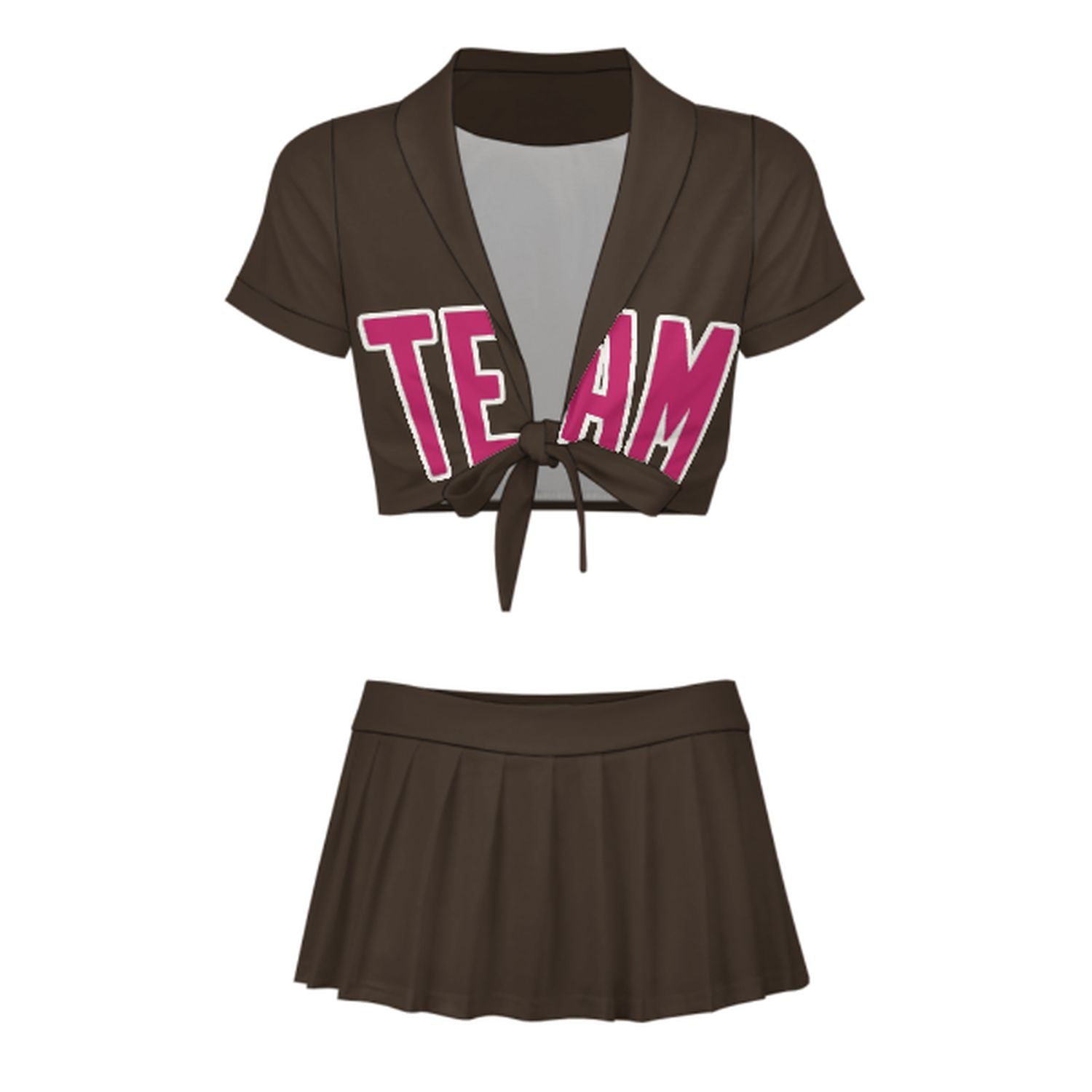 Maßgeschneidertes Braun Rosarot Cheerleader Outfit Set