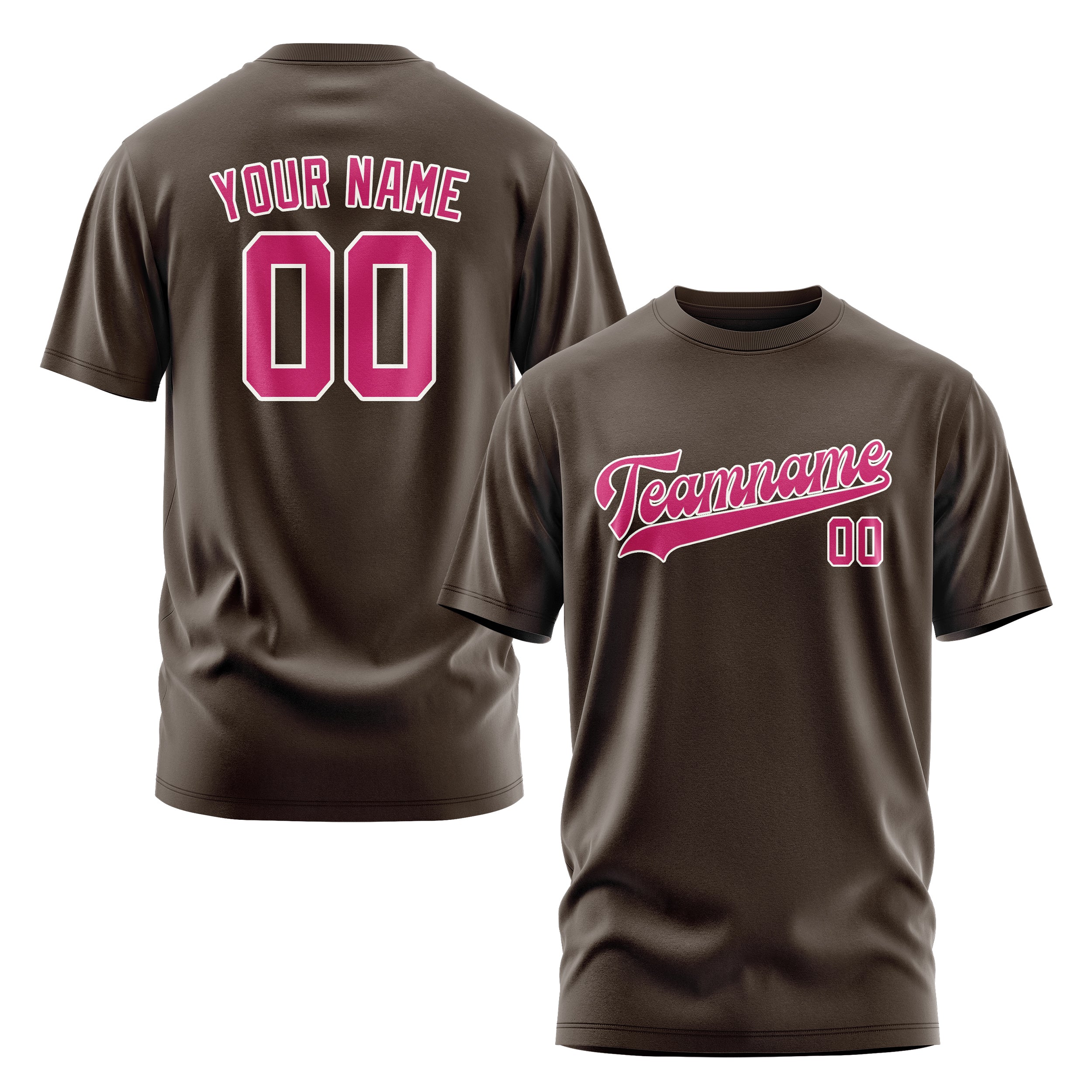 Maßgeschneidertes Braun Rosarot T-Shirt