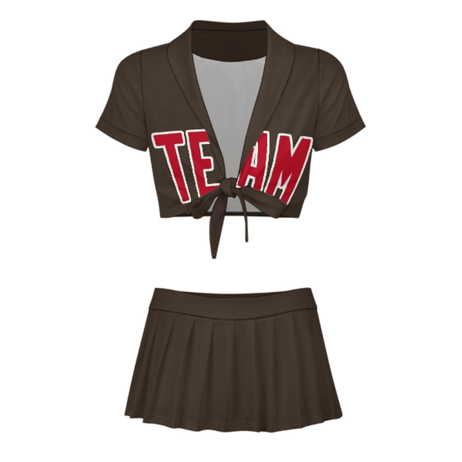 Maßgeschneidertes Braun Rot Cheerleader Outfit Set