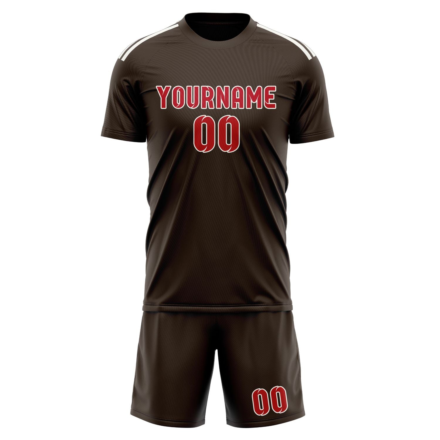 Maßgeschneidertes Professionelles Braun Rot Fußballtrikot-Set