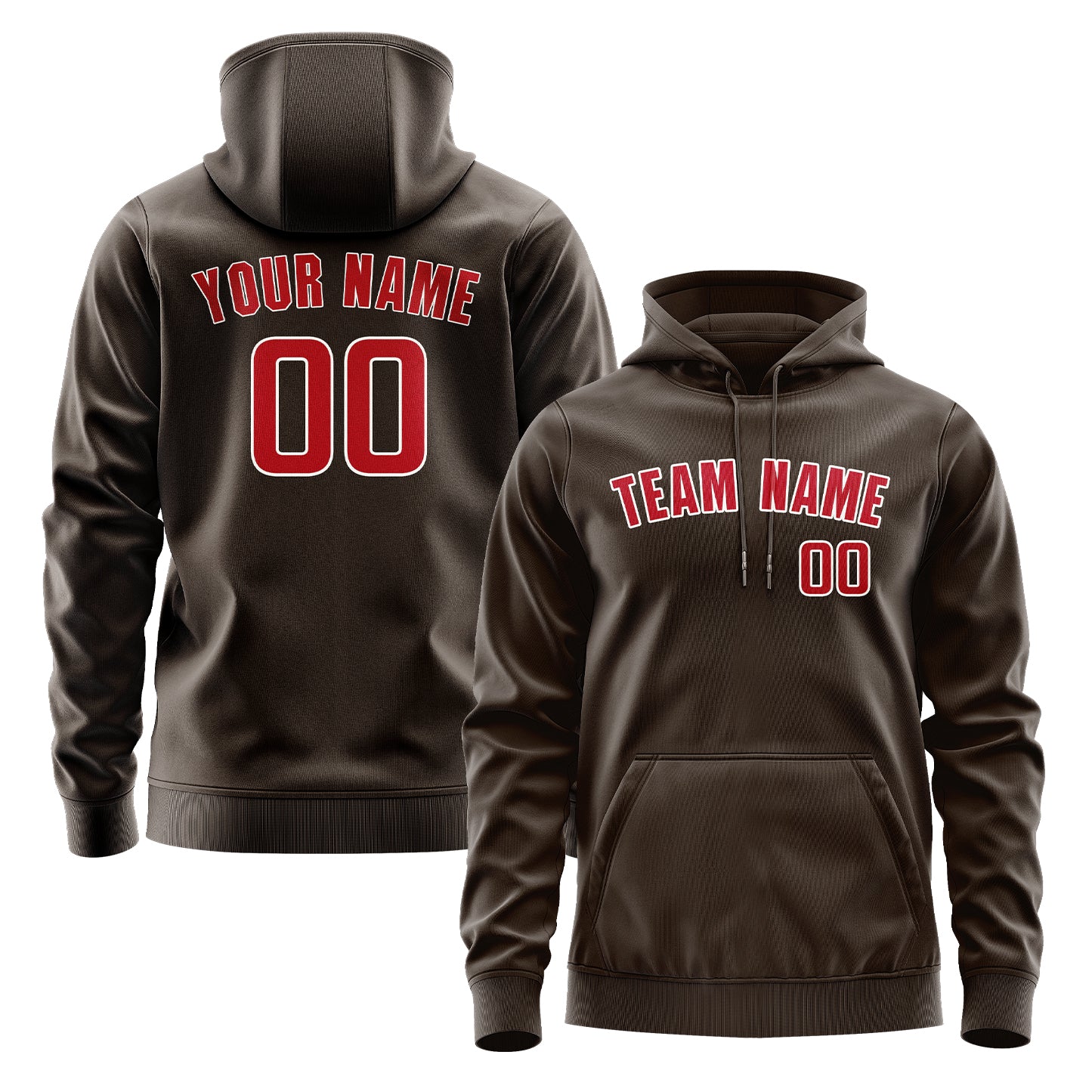 Maßgeschneidertes Braun Rot Hoodie