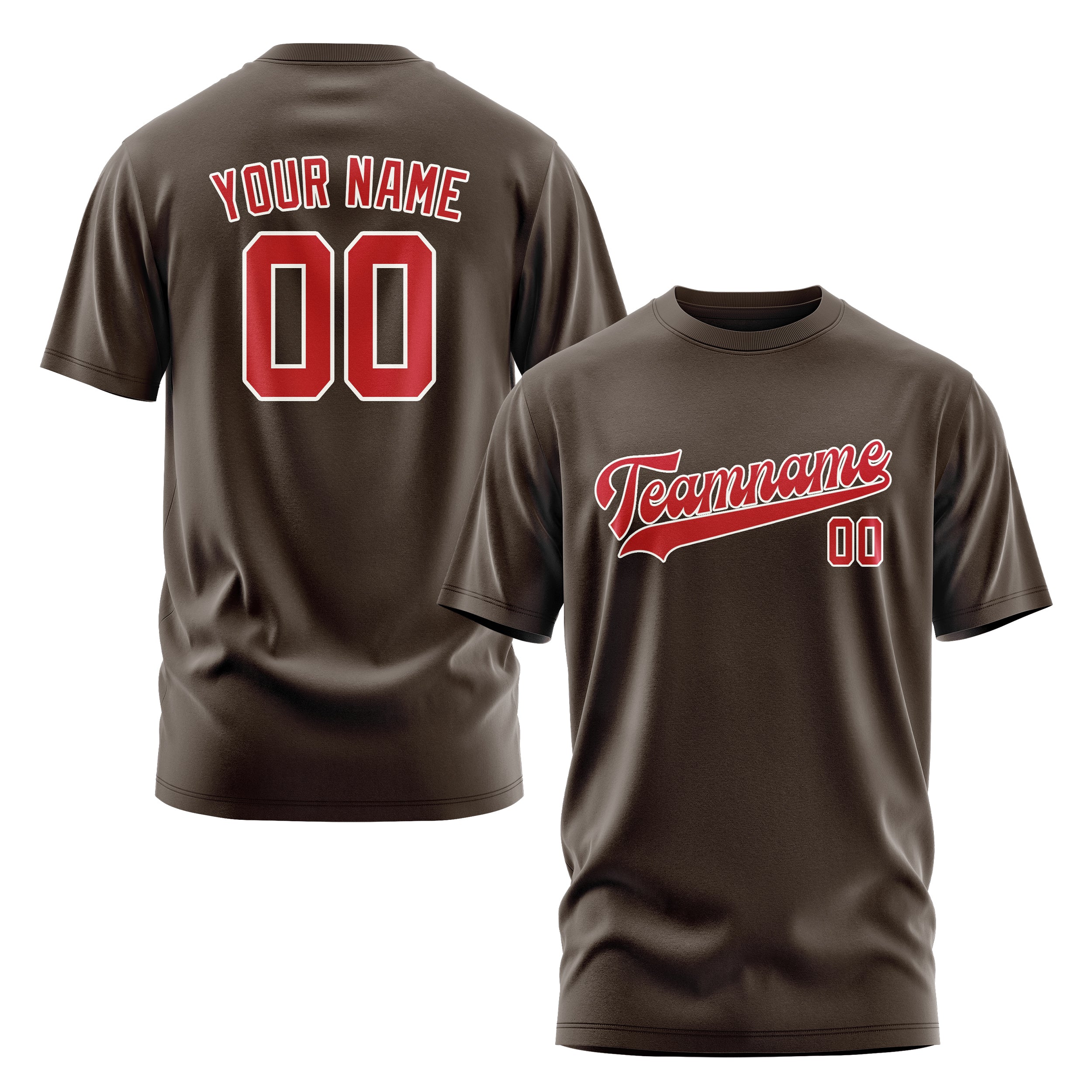Maßgeschneidertes Braun Rot T-Shirt