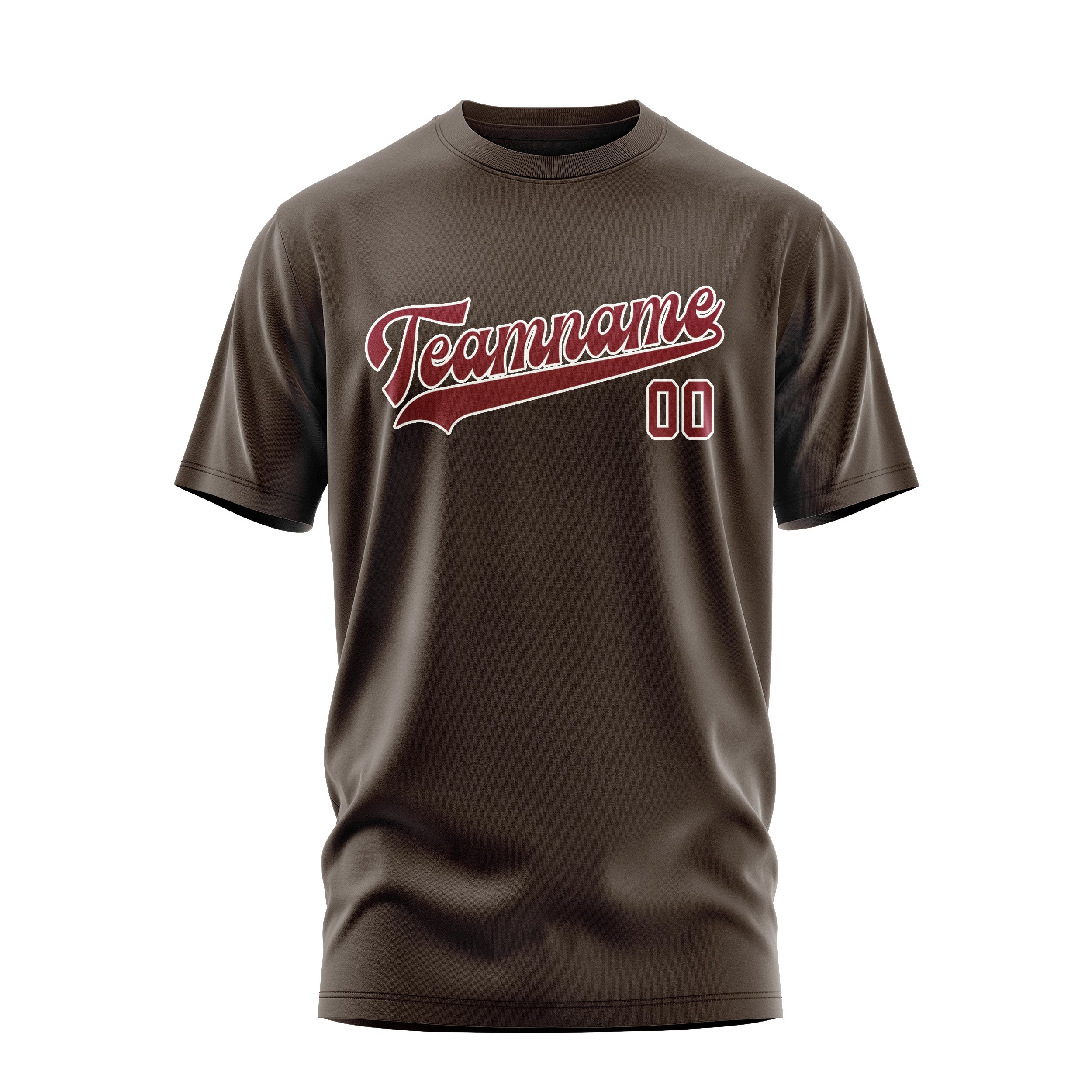 Maßgeschneidertes Braun Karmesinrot T-Shirt