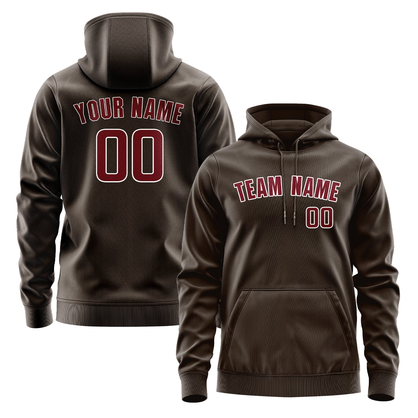 Maßgeschneidertes Braun Karmesinrot Hoodie