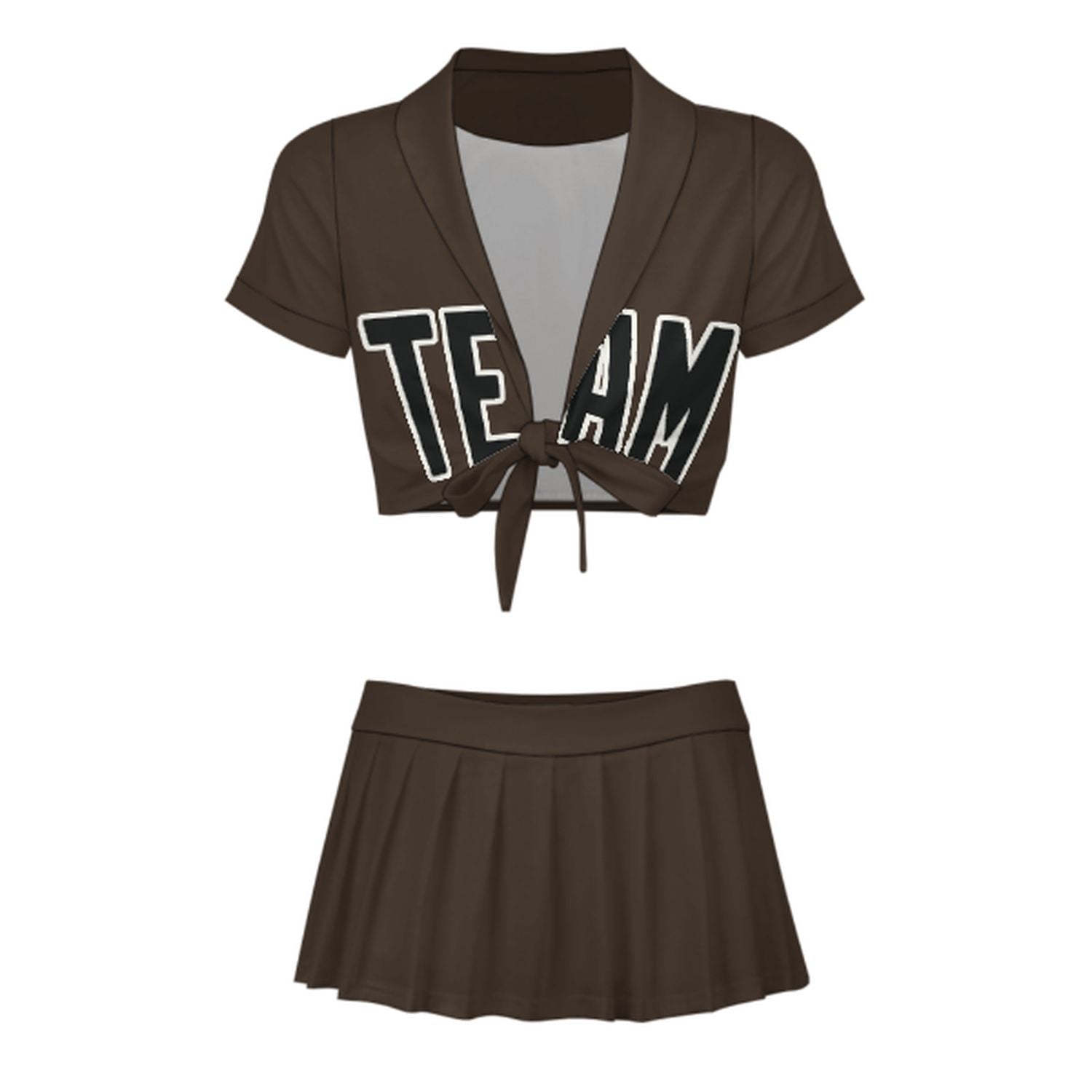 Maßgeschneidertes Braun Schwarz Cheerleader Outfit Set
