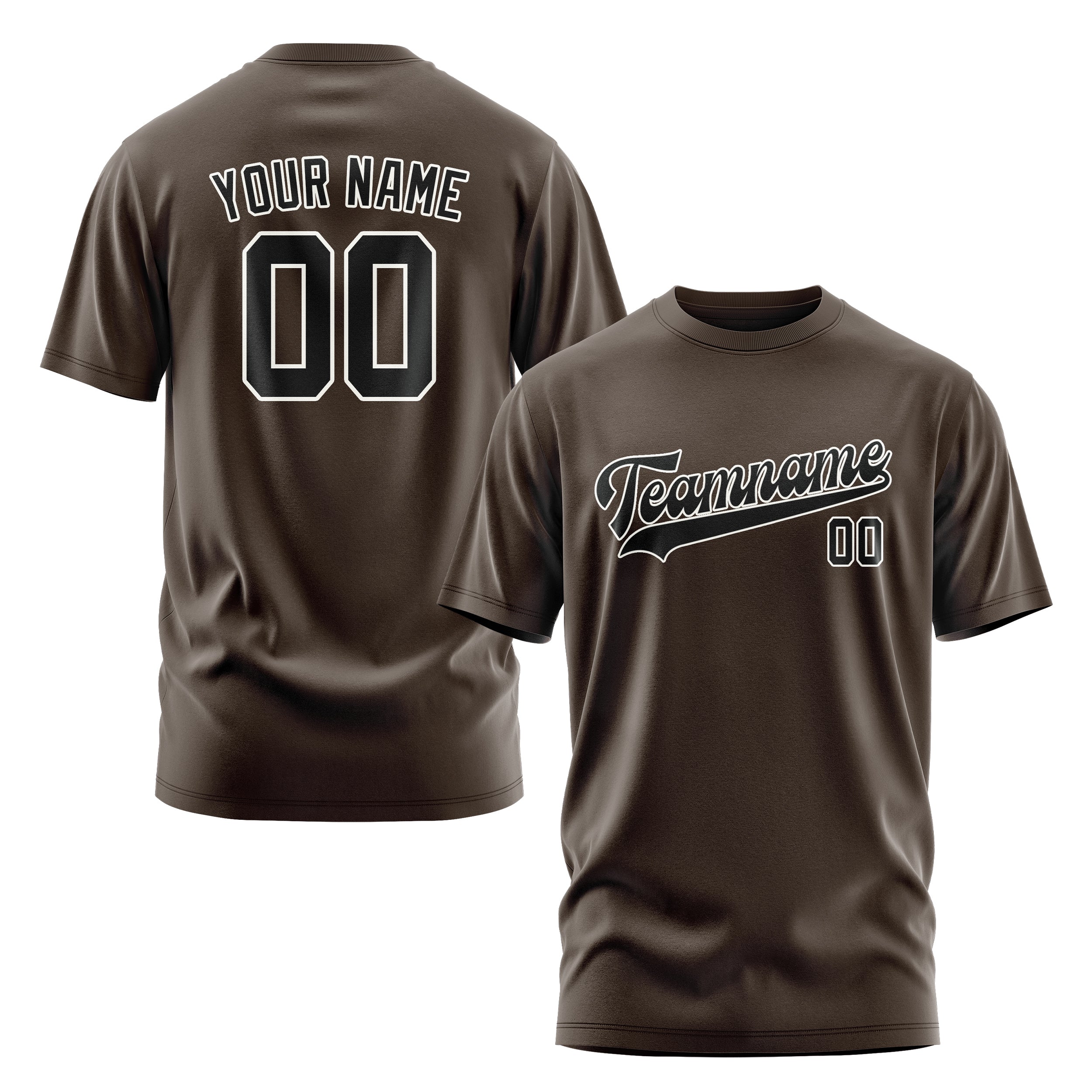 Maßgeschneidertes Braun Schwarz T-Shirt