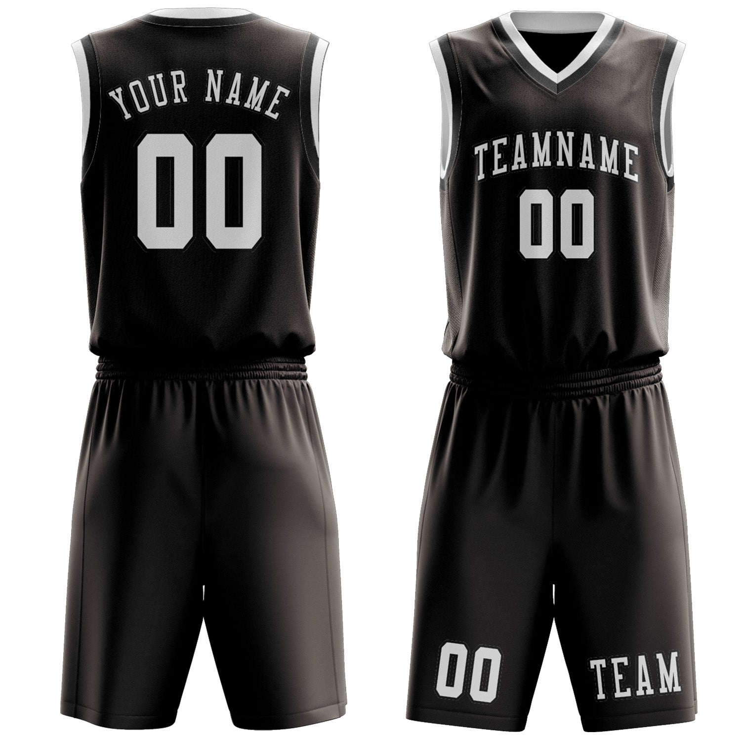 Benutzerdefiniertes Professionelles Braun Weiß Basketballtrikot-Set
