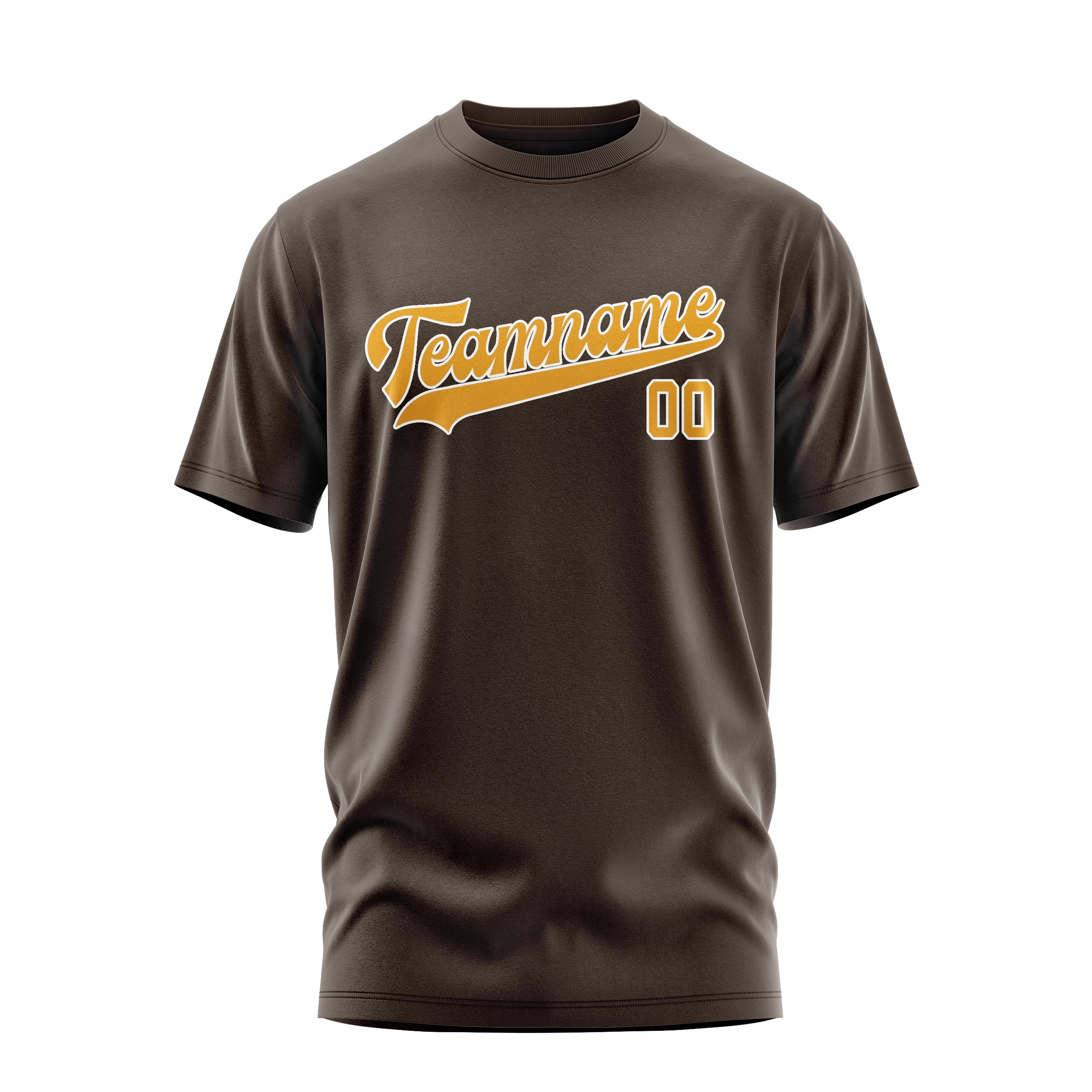Maßgeschneidertes Braun Gelb T-Shirt