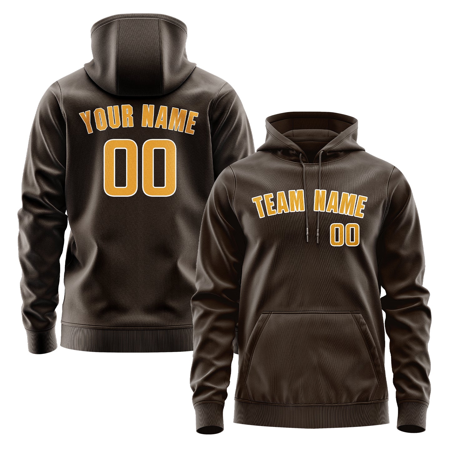 Maßgeschneidertes Braun Gelb Hoodie