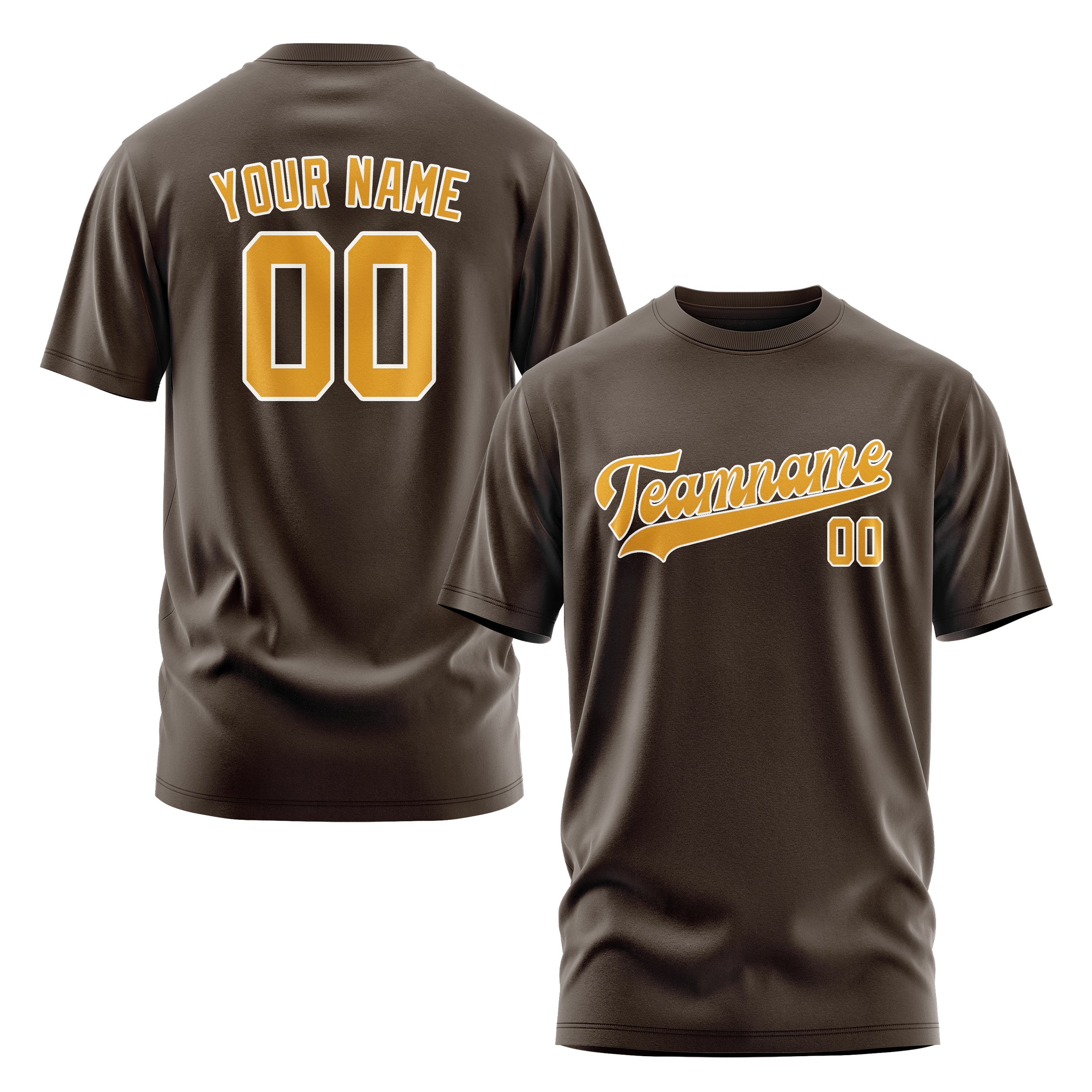 Maßgeschneidertes Braun Gelb T-Shirt