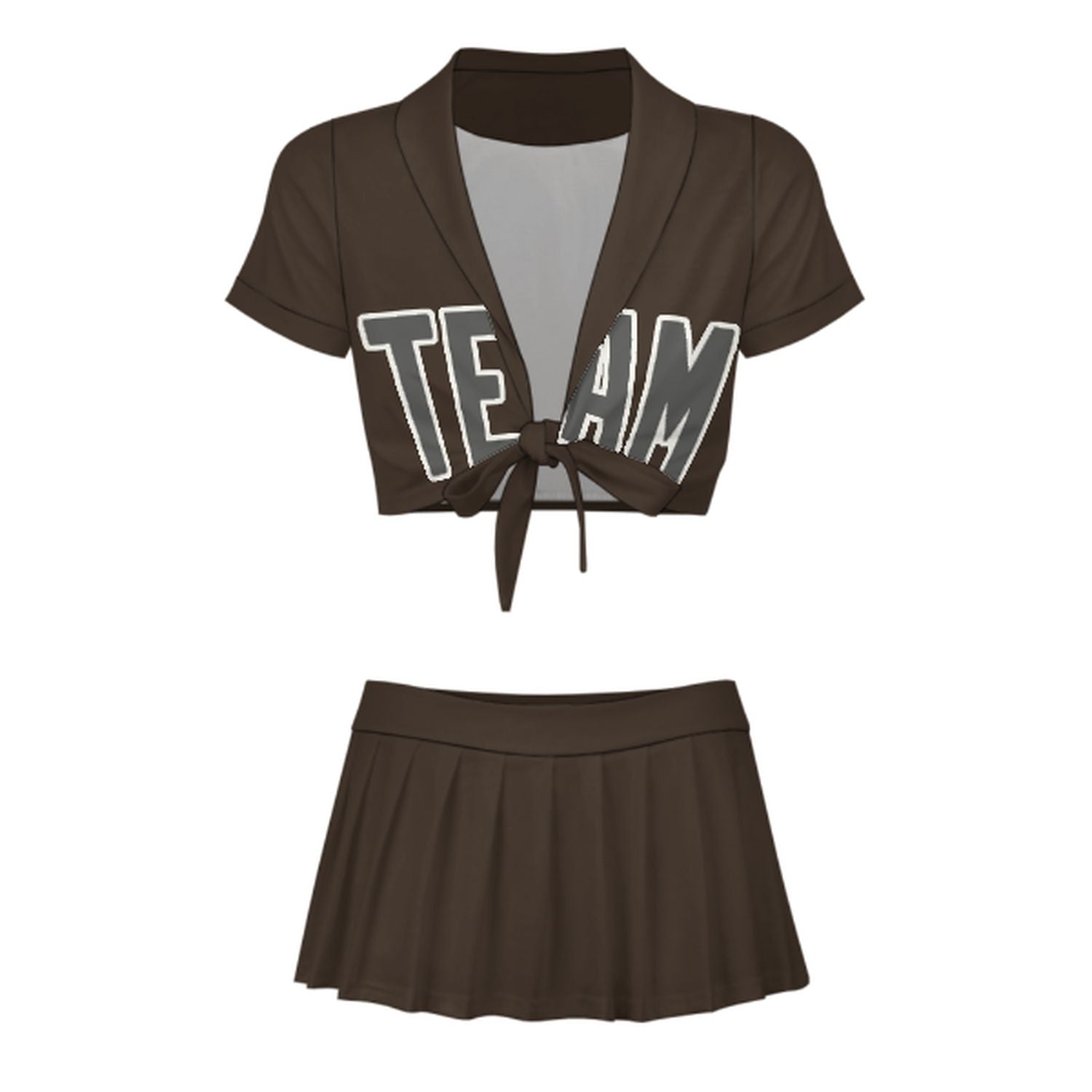 Maßgeschneidertes Braun Dunkelgrau Cheerleader Outfit Set