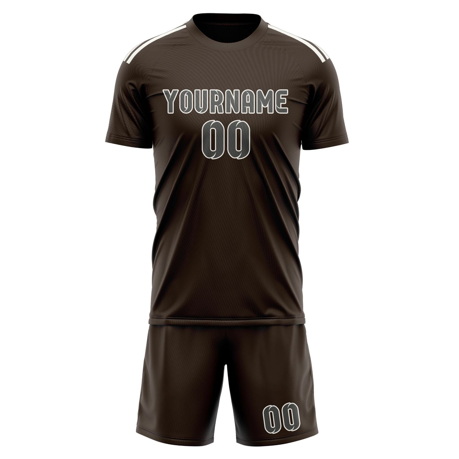 Maßgeschneidertes Professionelles Braun Dunkelgrau Fußballtrikot-Set