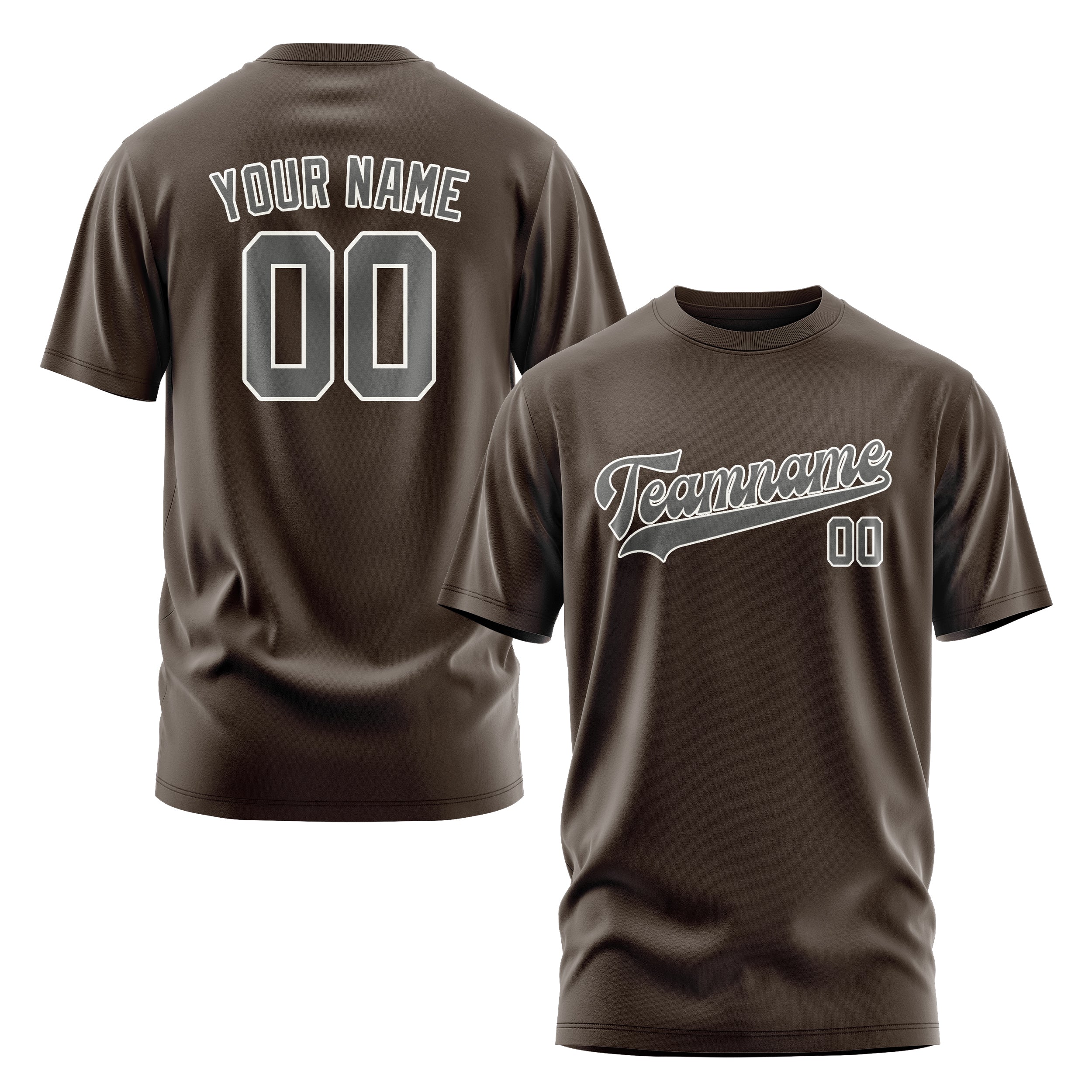 Maßgeschneidertes Braun Dunkelgrau T-Shirt