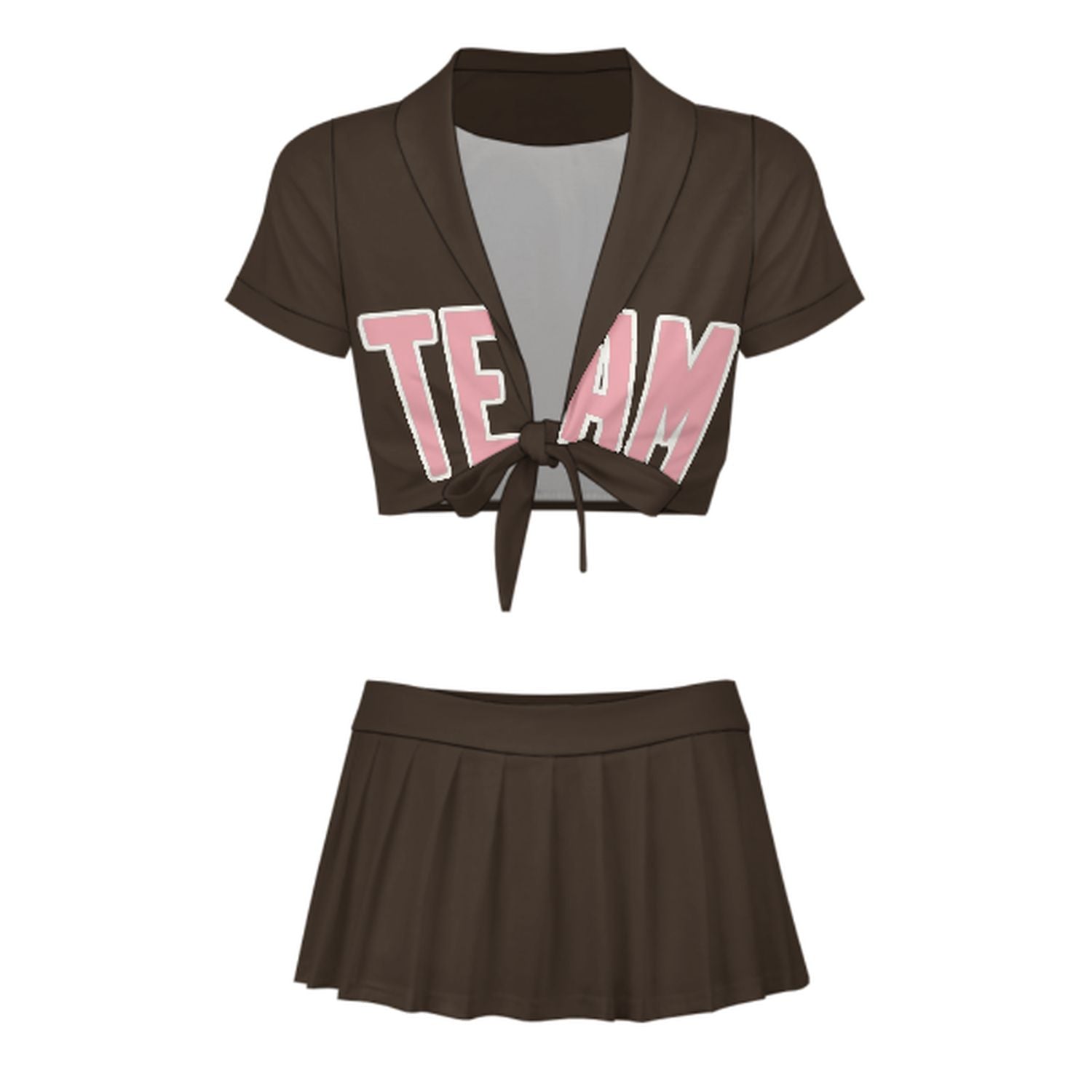 Maßgeschneidertes Braun Rosa Cheerleader Outfit Set