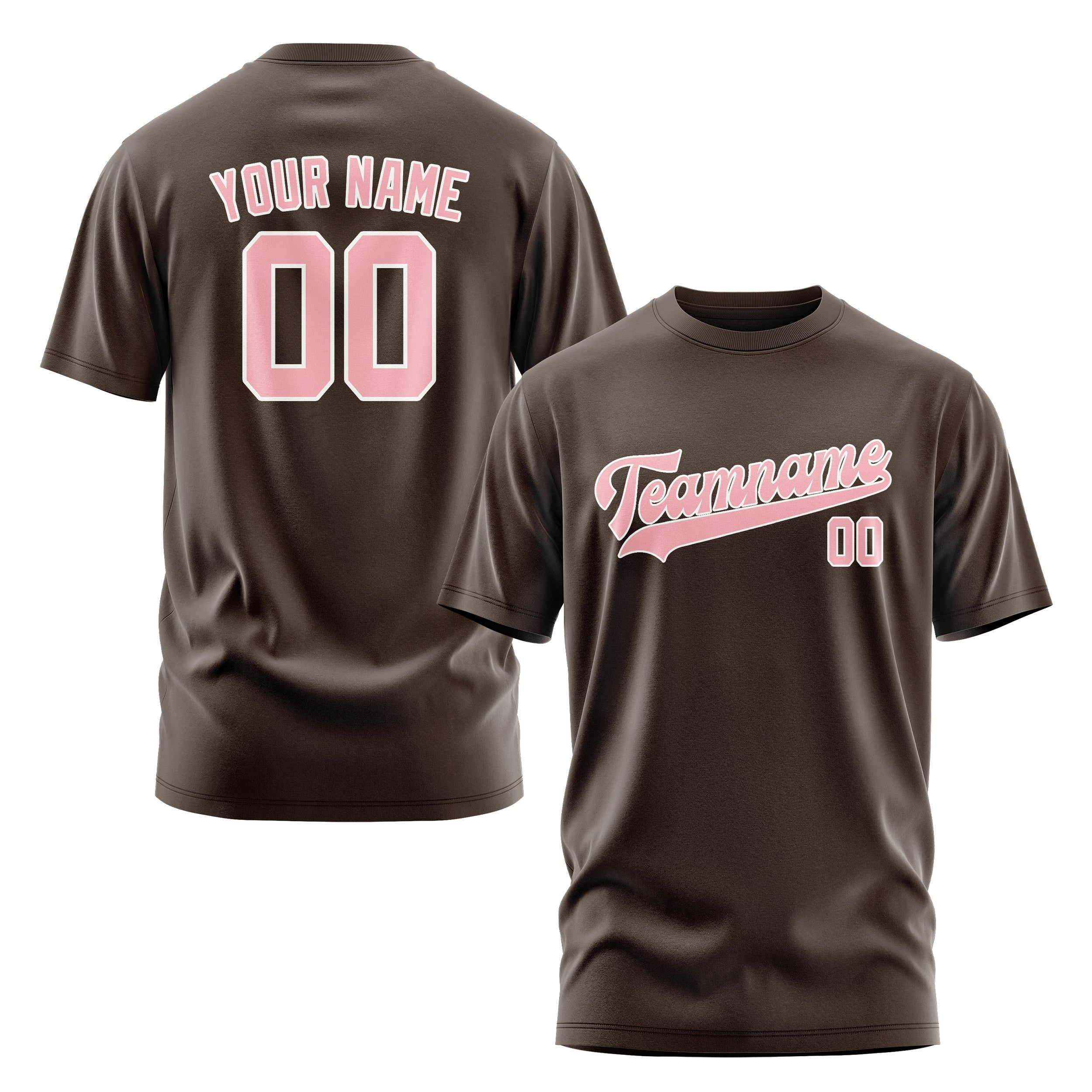 Maßgeschneidertes Braun Rosa T-Shirt